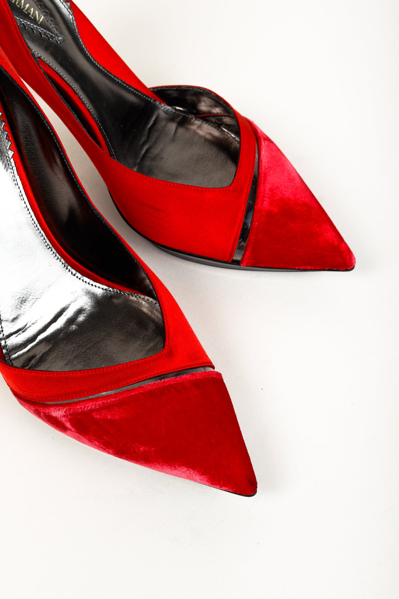 Giorgio Armani Rosso Velvet & Satin D'Orsay Heels