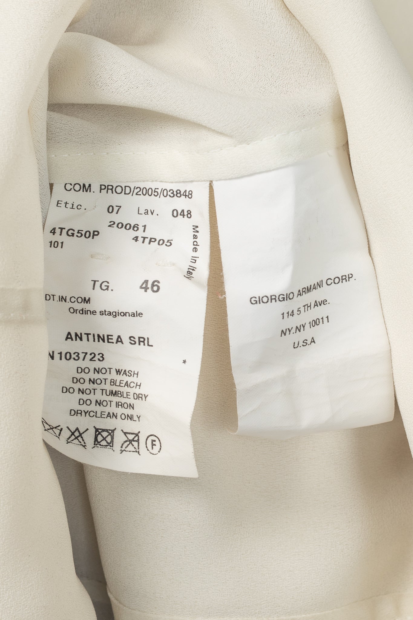 Armani Collezioni Cream Leather Shawl-Lapel Blazer