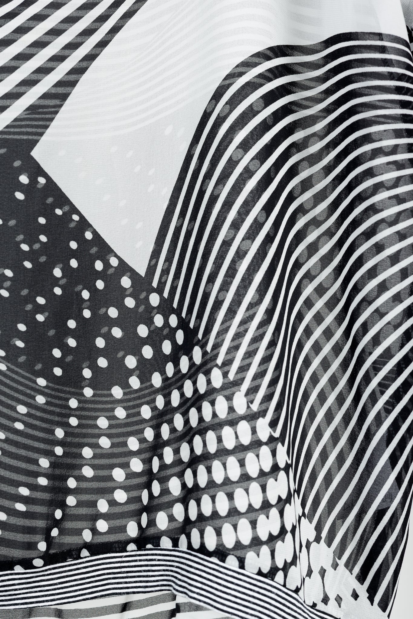 Art Point Black & White Striped Polka-Dot Chiffon Blouse