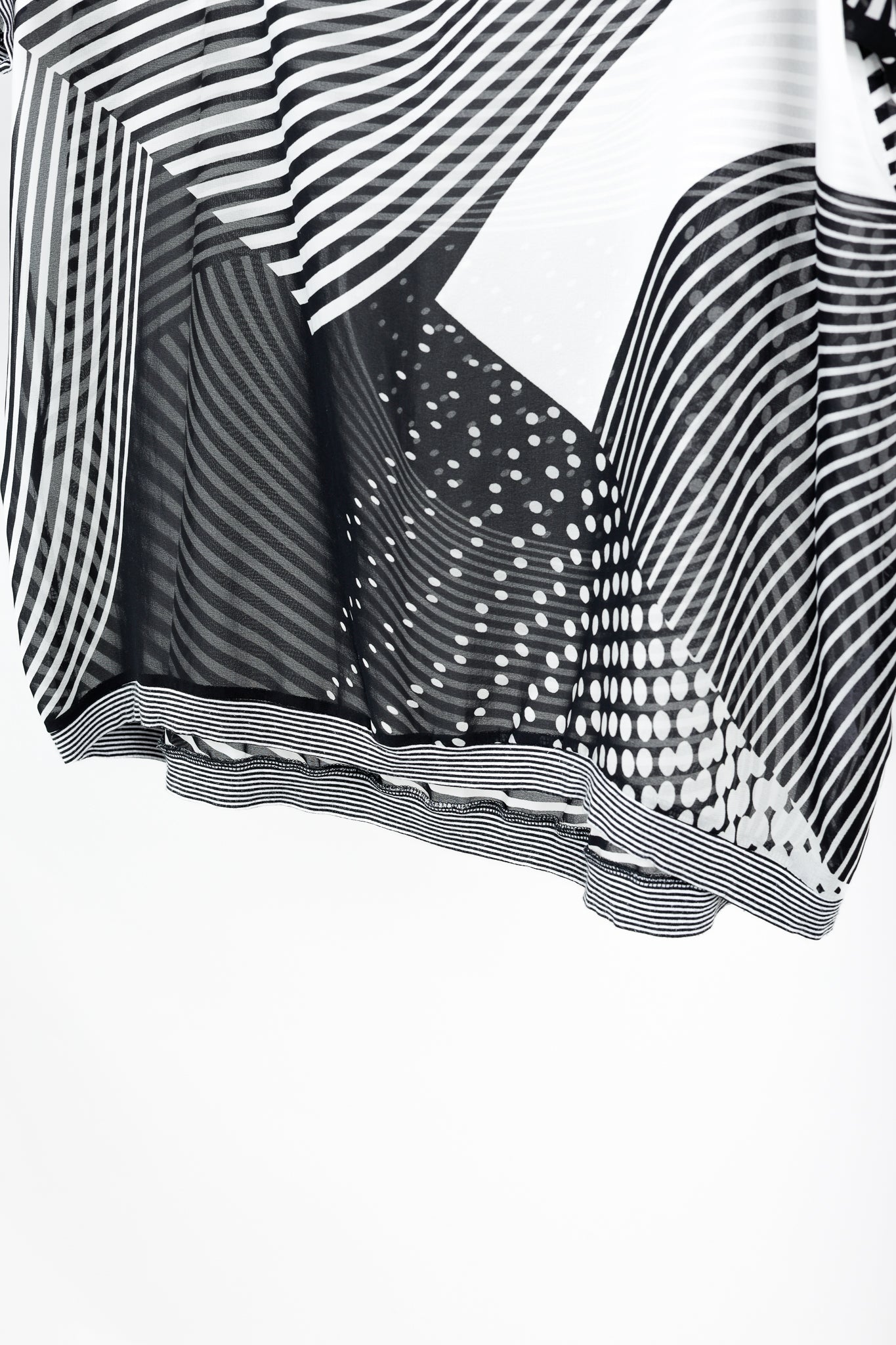 Art Point Black & White Striped Polka-Dot Chiffon Blouse