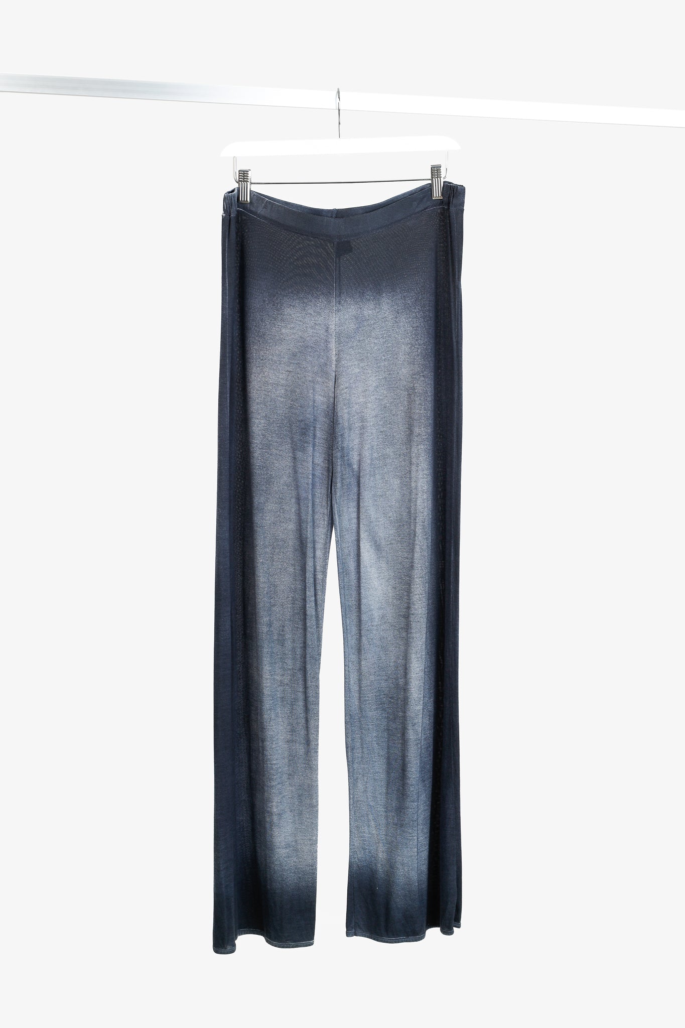 Avant Toi Navy Faded-Effect Jersey Wide-Leg Pants