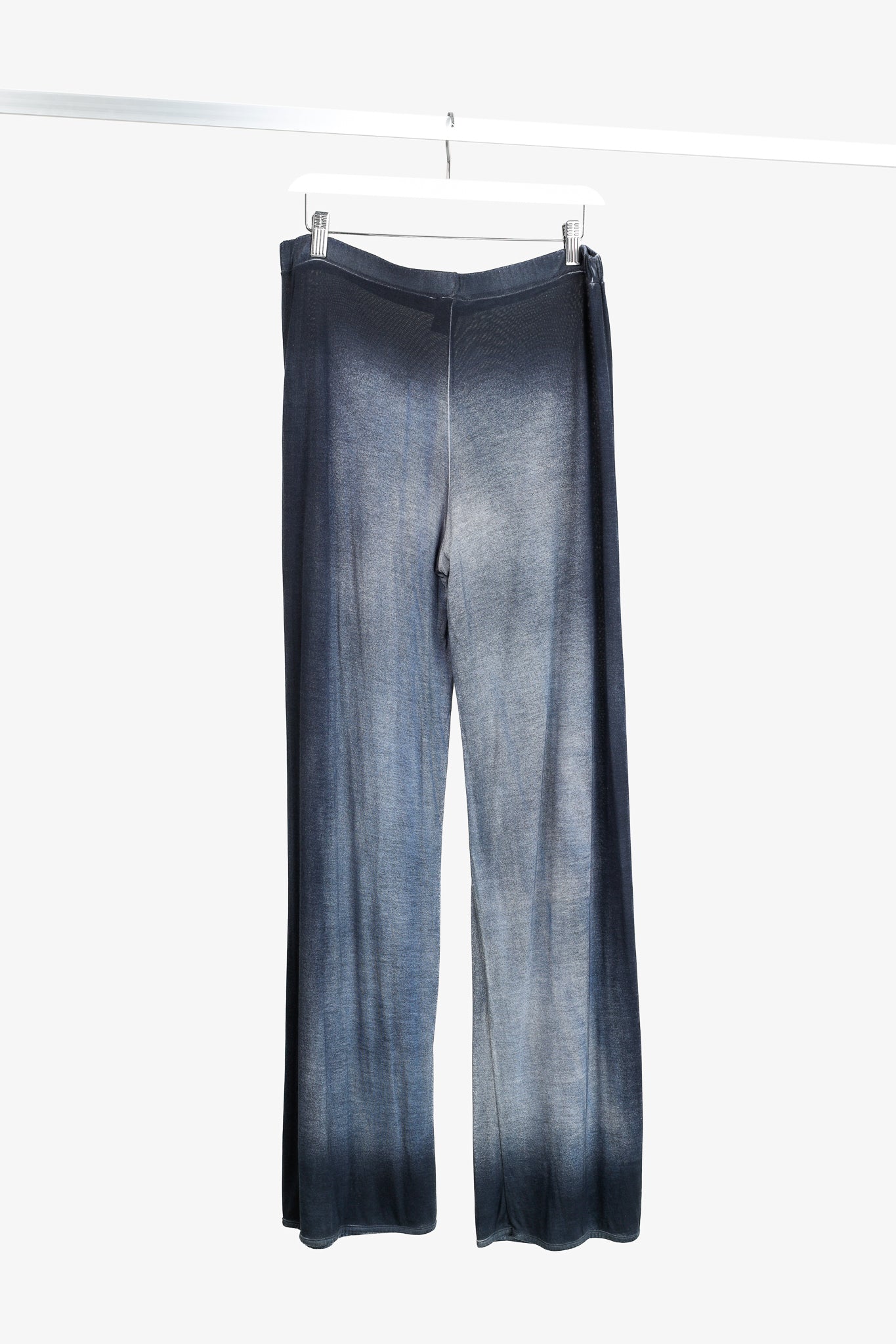 Avant Toi Navy Faded-Effect Jersey Wide-Leg Pants