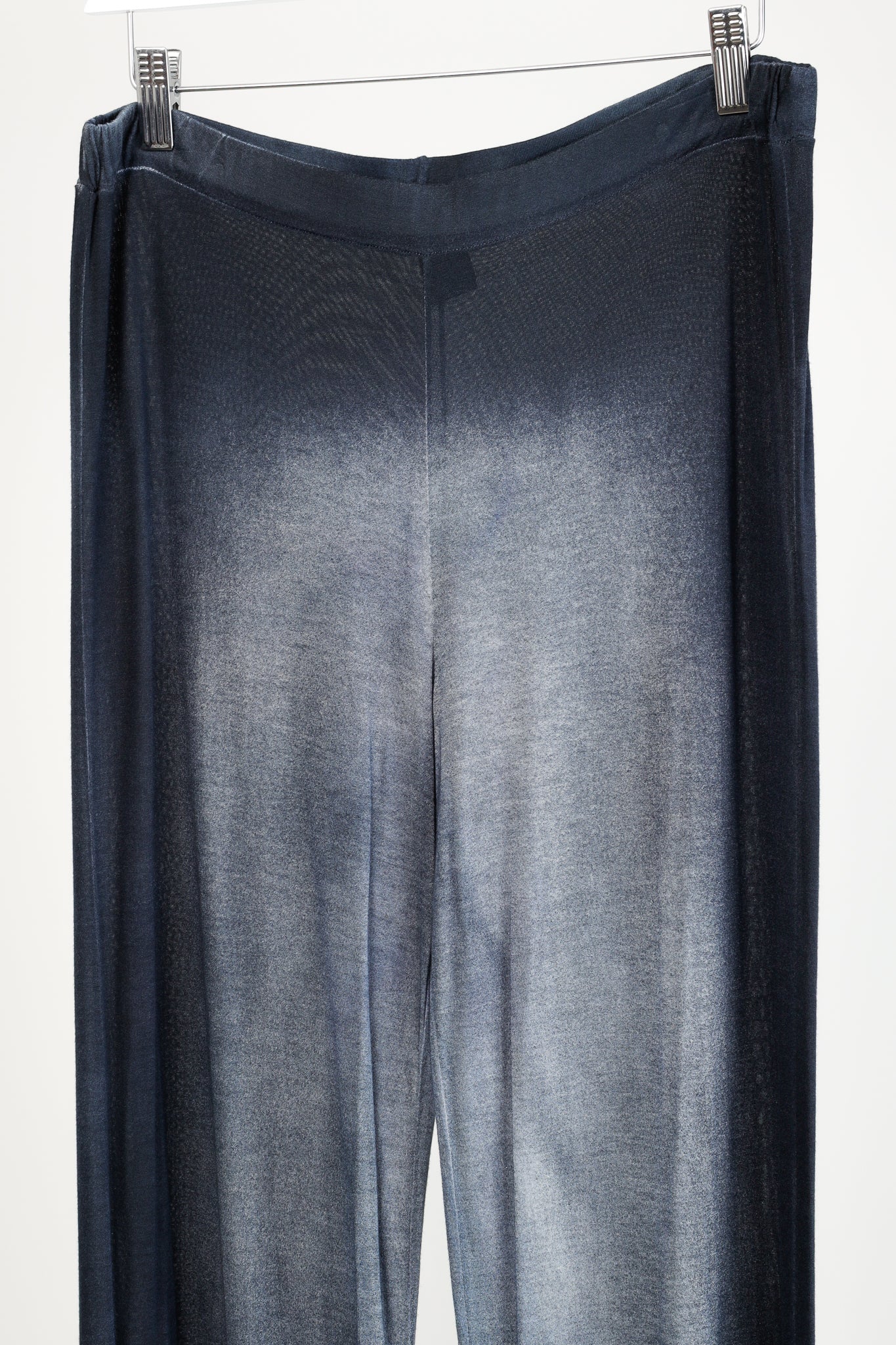 Avant Toi Navy Faded-Effect Jersey Wide-Leg Pants