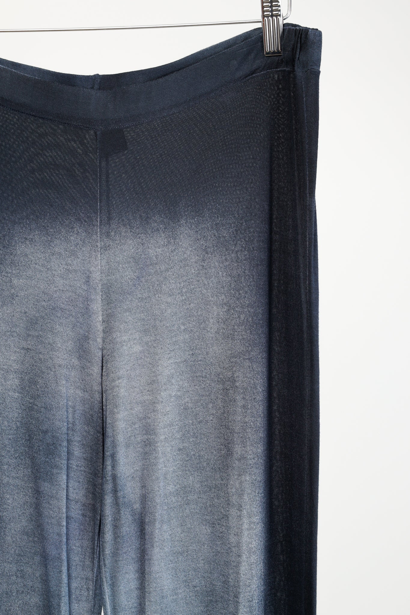 Avant Toi Navy Faded-Effect Jersey Wide-Leg Pants