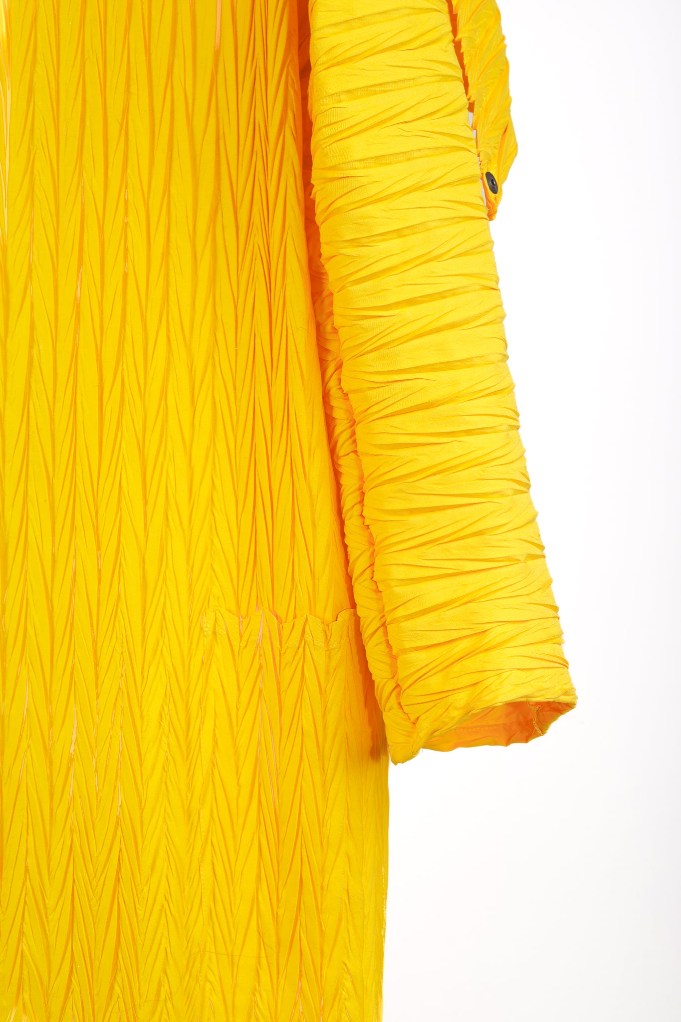 Babette Yellow Pleated Snap-Front Cowl-Collar Maxi Coat
