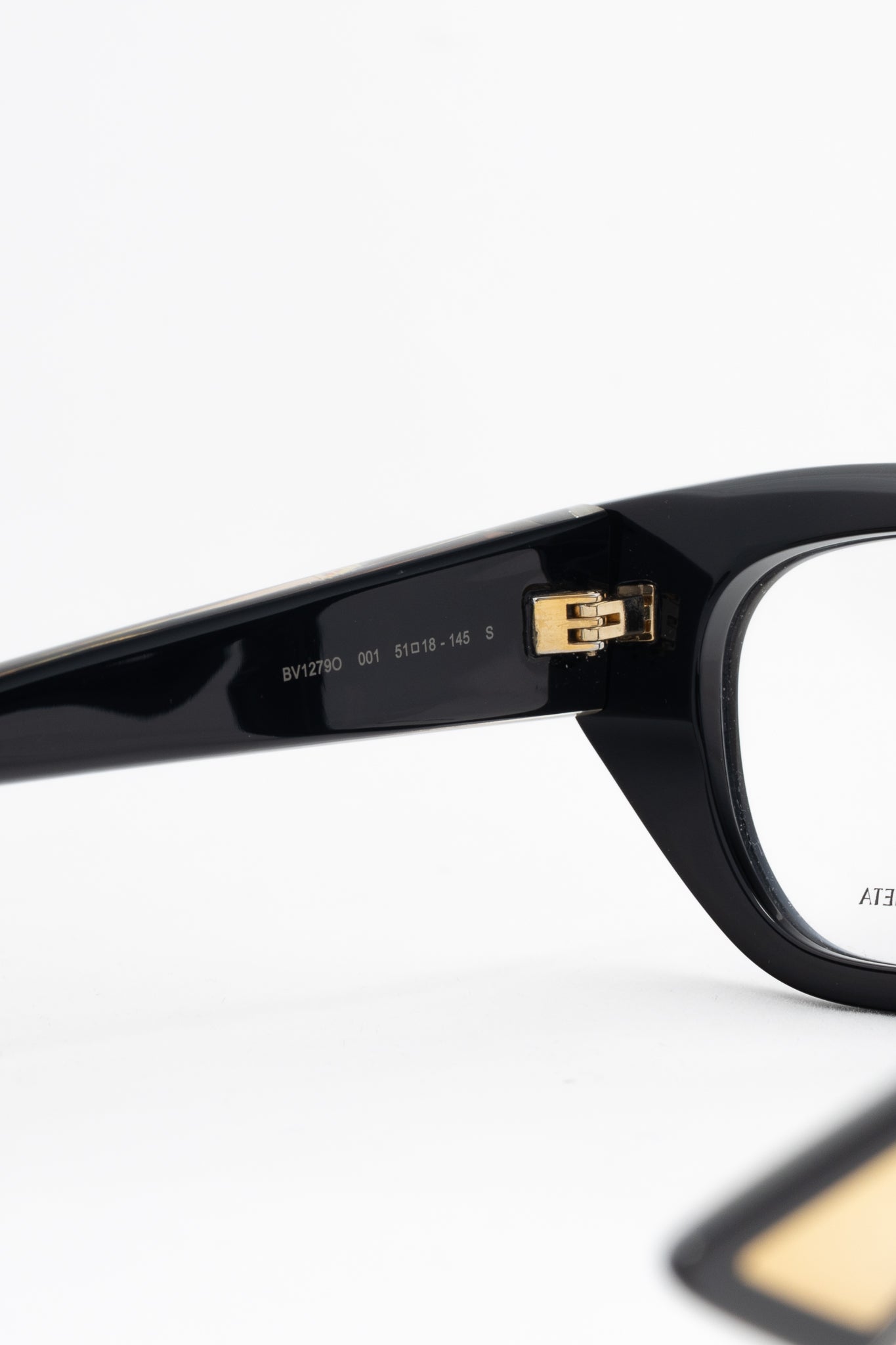Bottega Veneta BV1279O Black Rectangular Gold-Tone-Arm Glasses