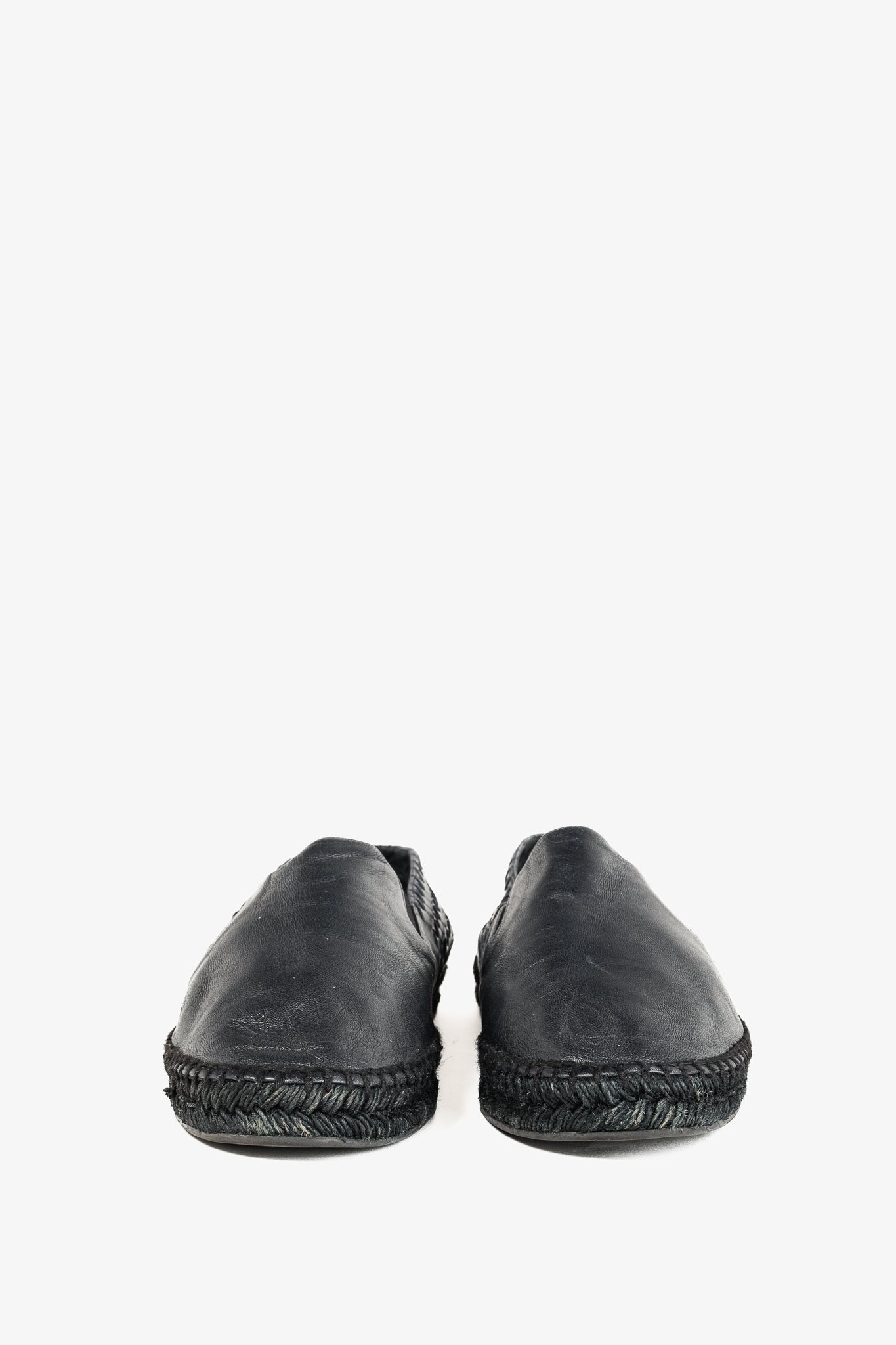 Bottega Veneta Woven Black Leather Espadrille