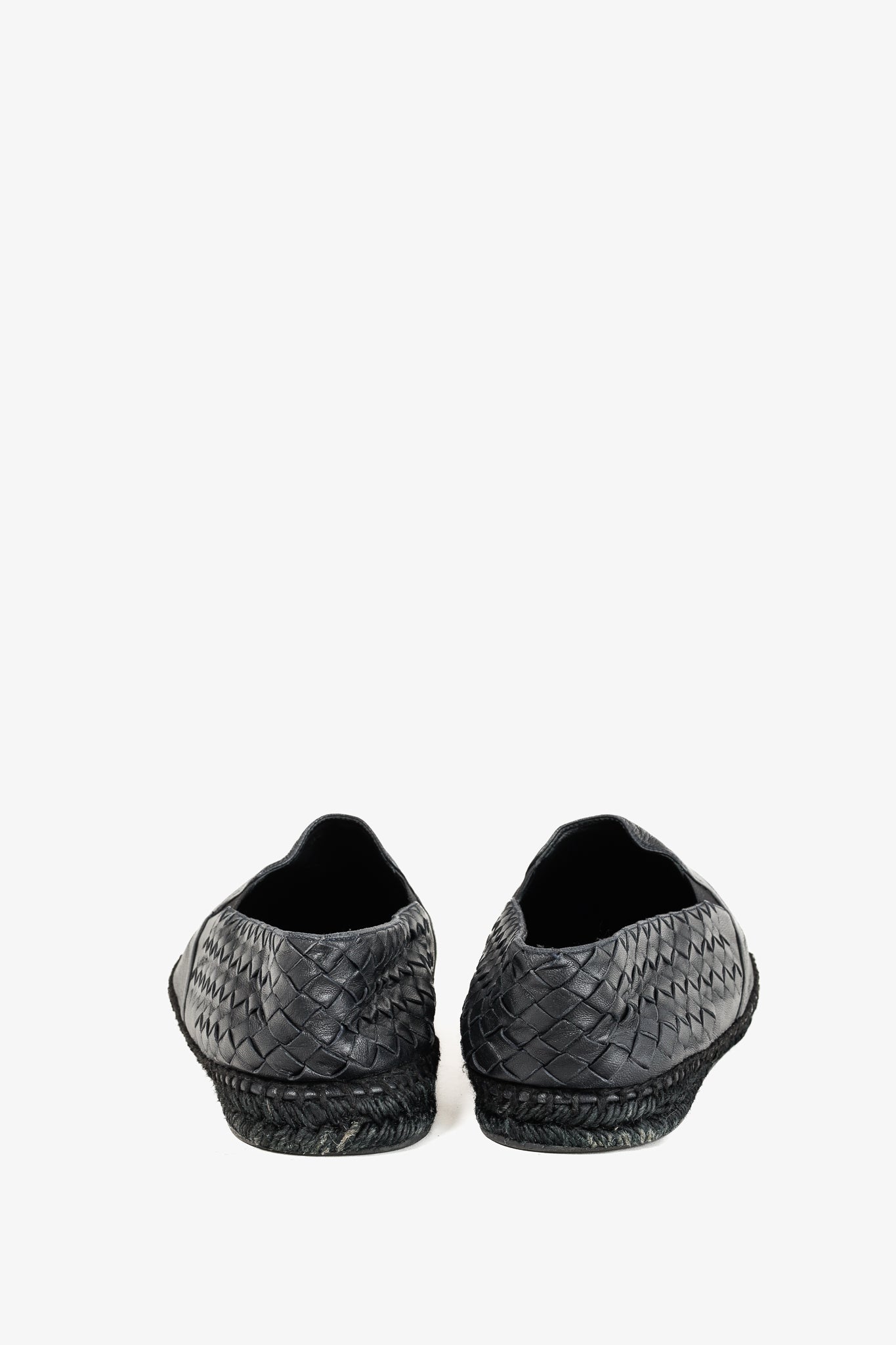 Bottega Veneta Woven Black Leather Espadrille