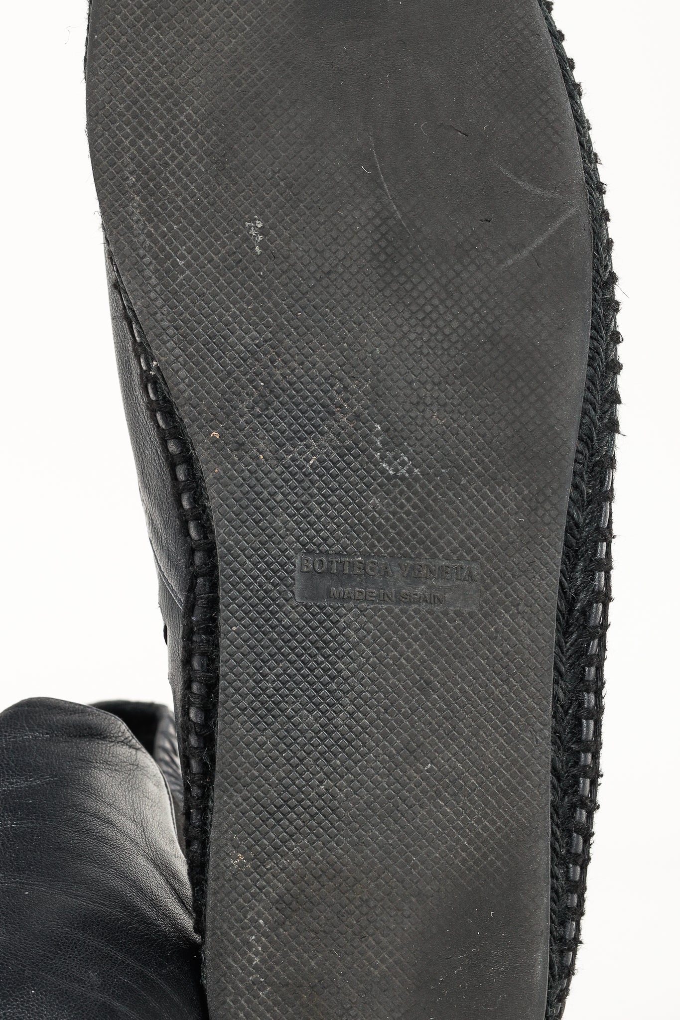 Bottega Veneta Woven Black Leather Espadrille