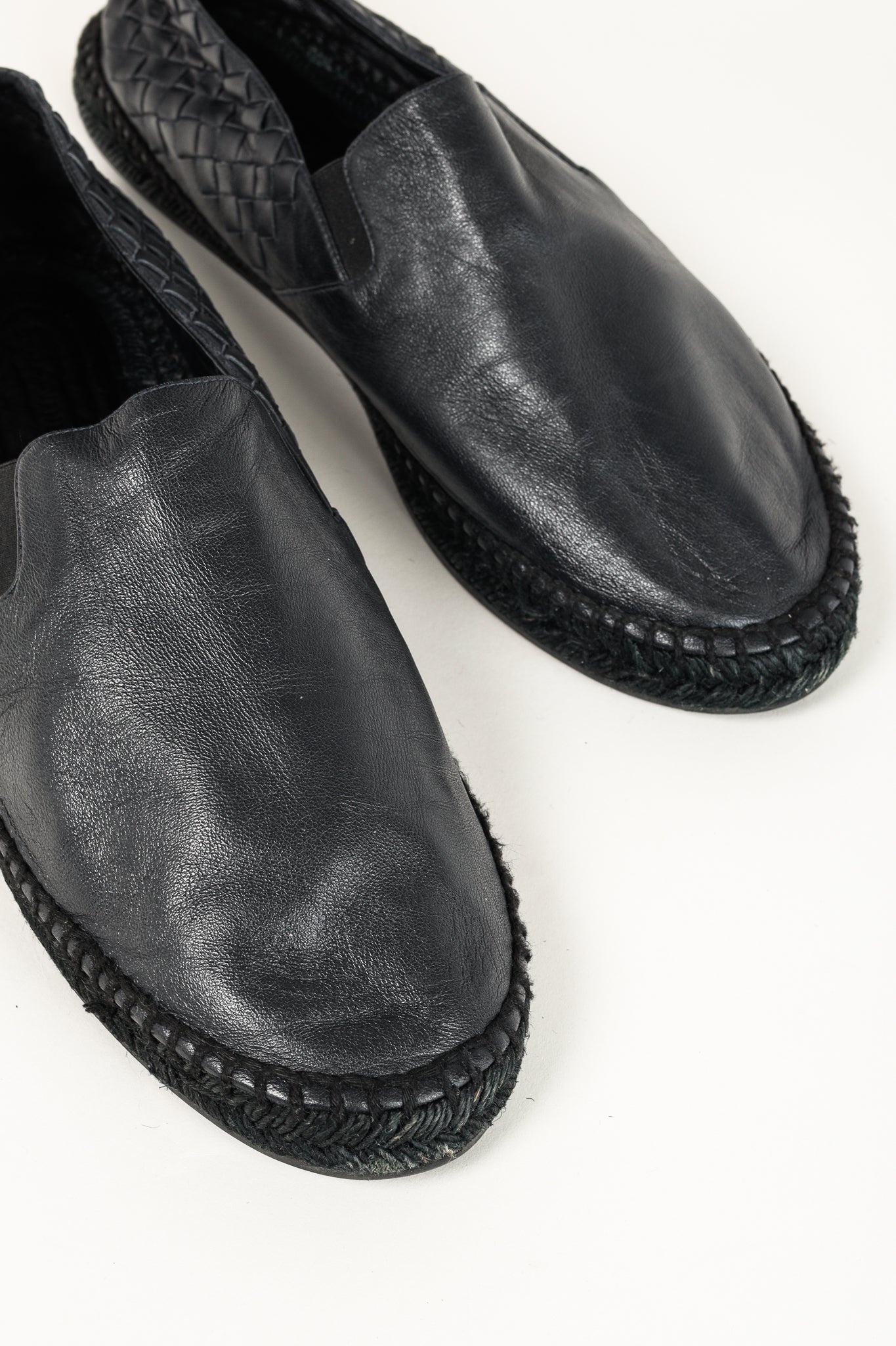 Bottega Veneta Woven Black Leather Espadrille