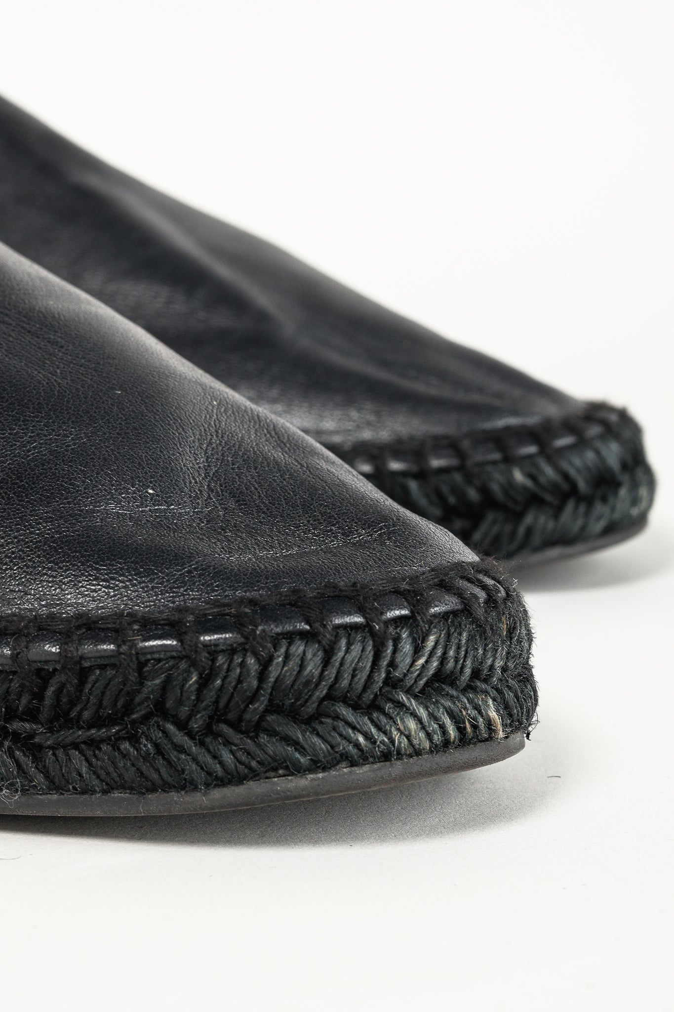 Bottega Veneta Woven Black Leather Espadrille