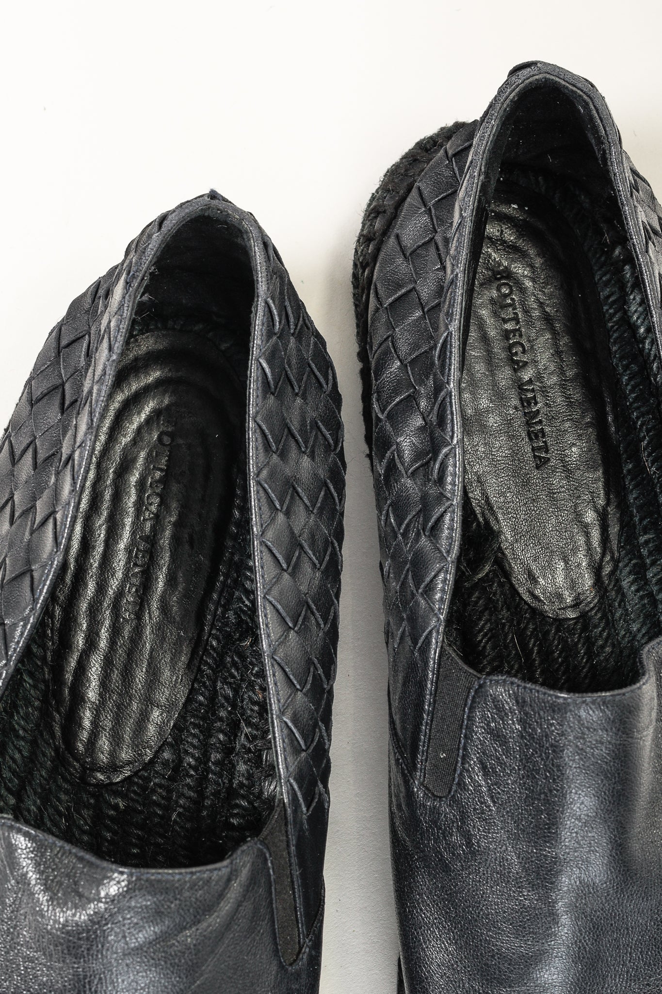 Bottega Veneta Woven Black Leather Espadrille