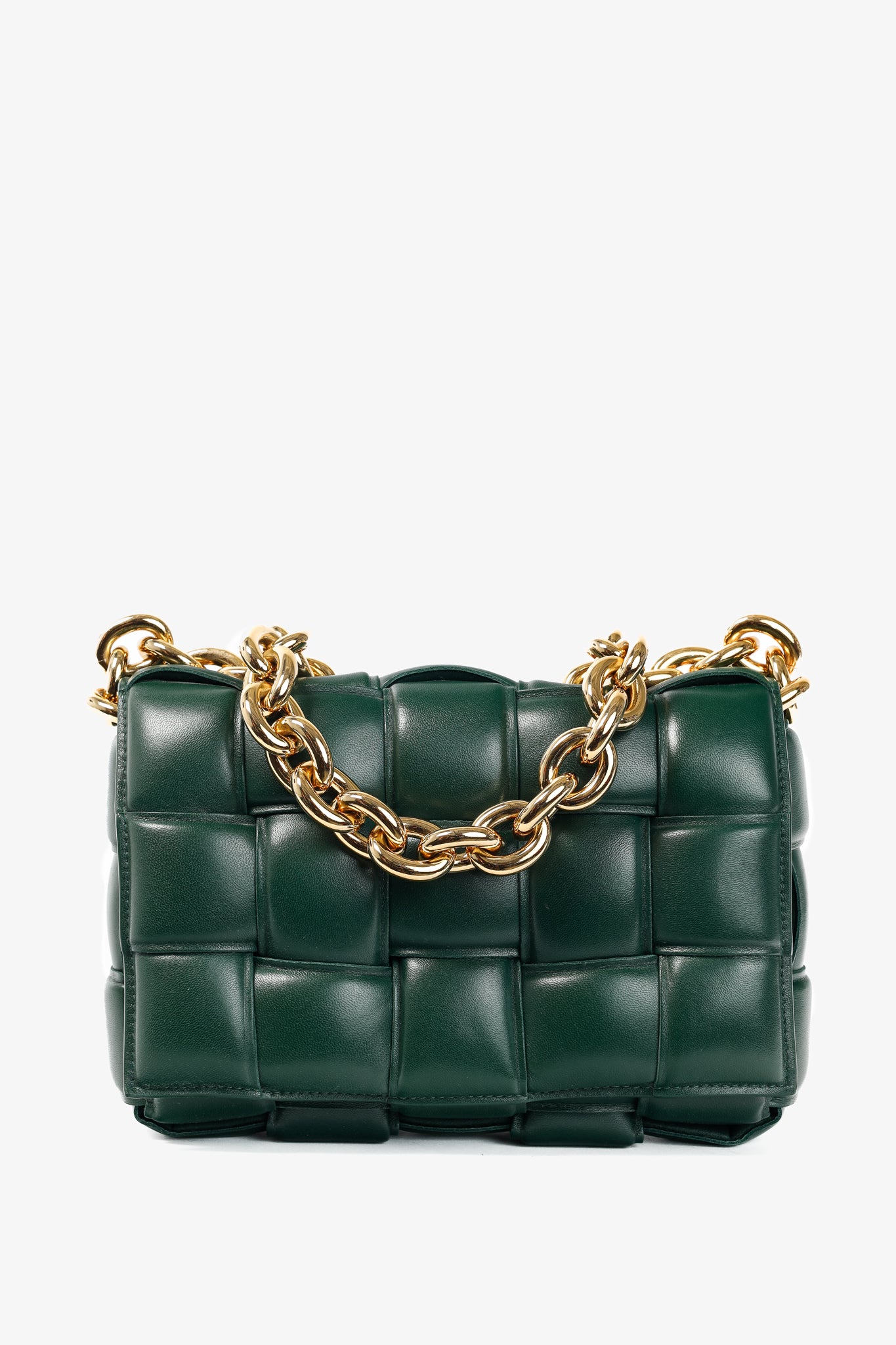 Bottega Veneta Chain Cassette Raintree Gold Padded Nappa Lambskin Bag