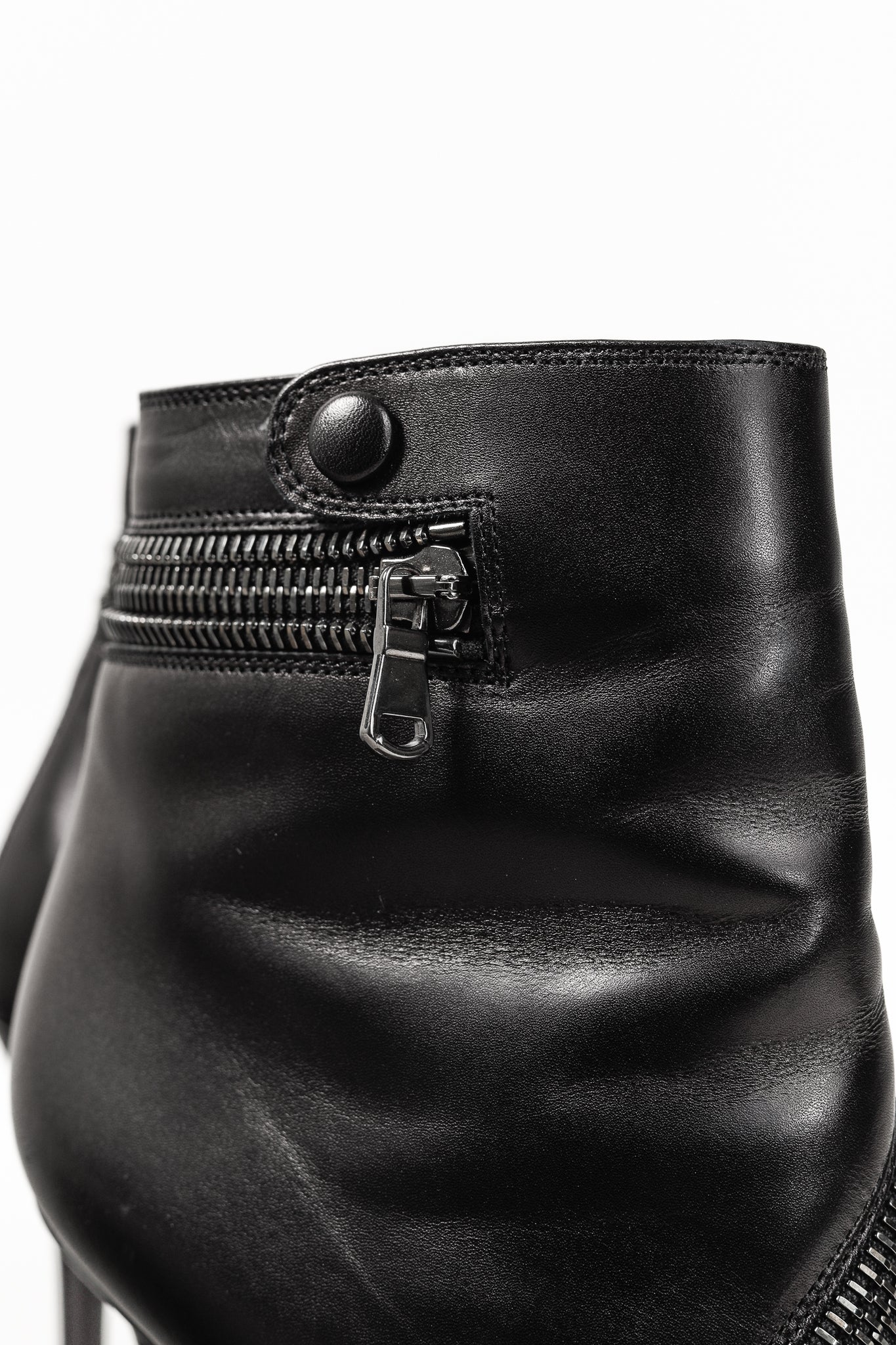 Brian Atwood Nebula Black Tumbled Nubuck Leather Zip-Detail Pointed-Toe Booties