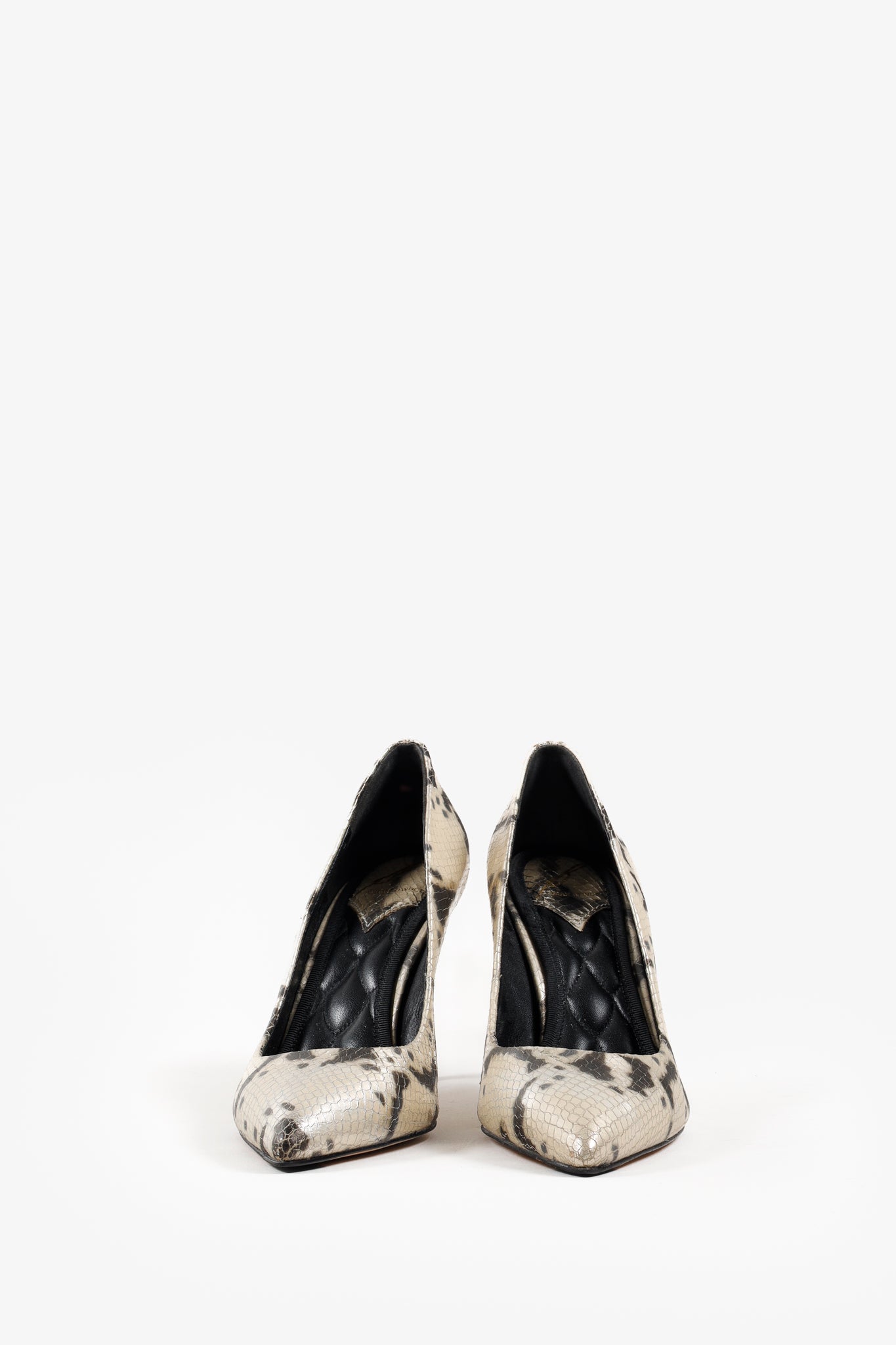 Brian Atwood Gold Snakeskin Pumps