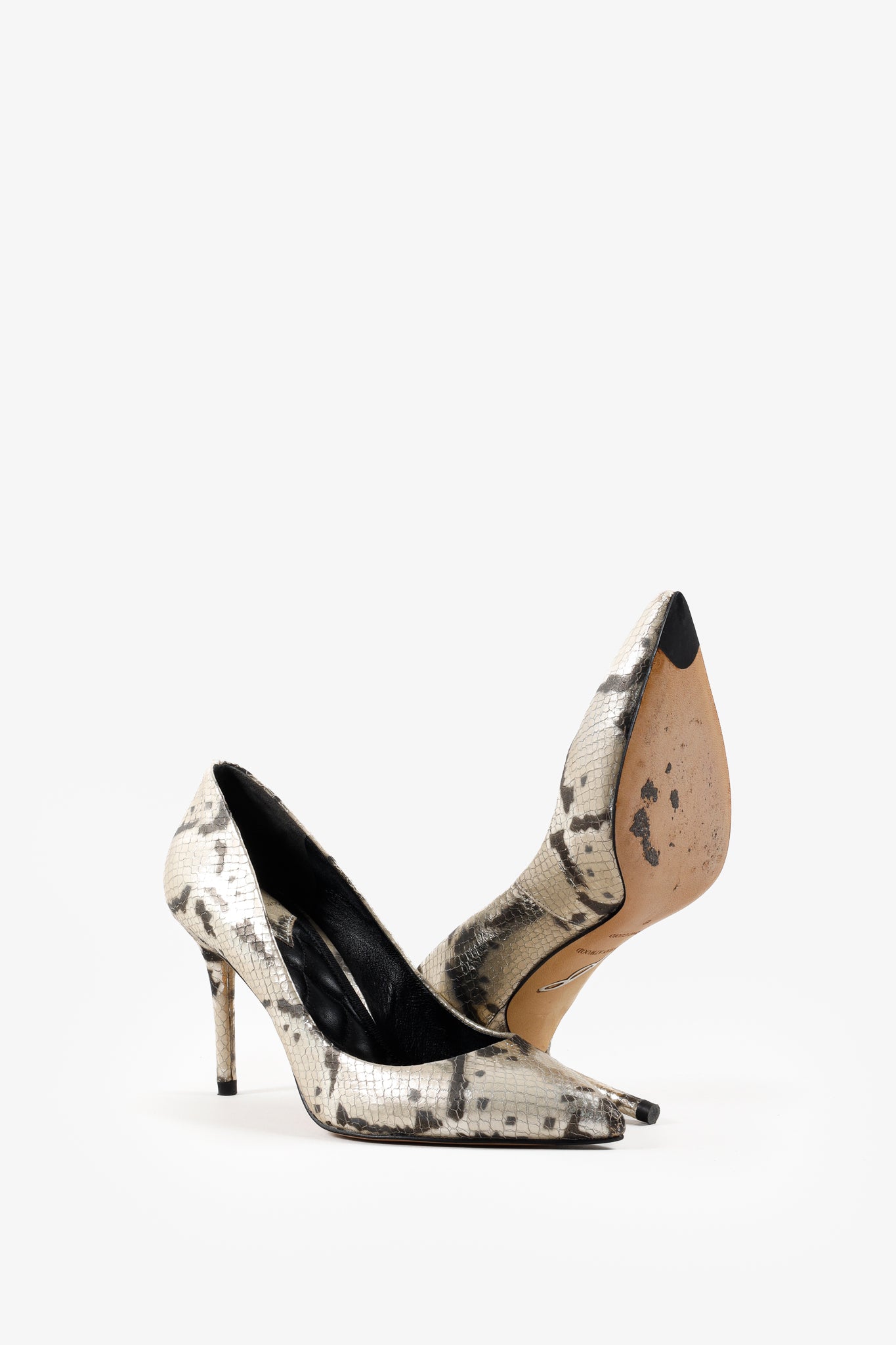 Brian Atwood Gold Snakeskin Pumps
