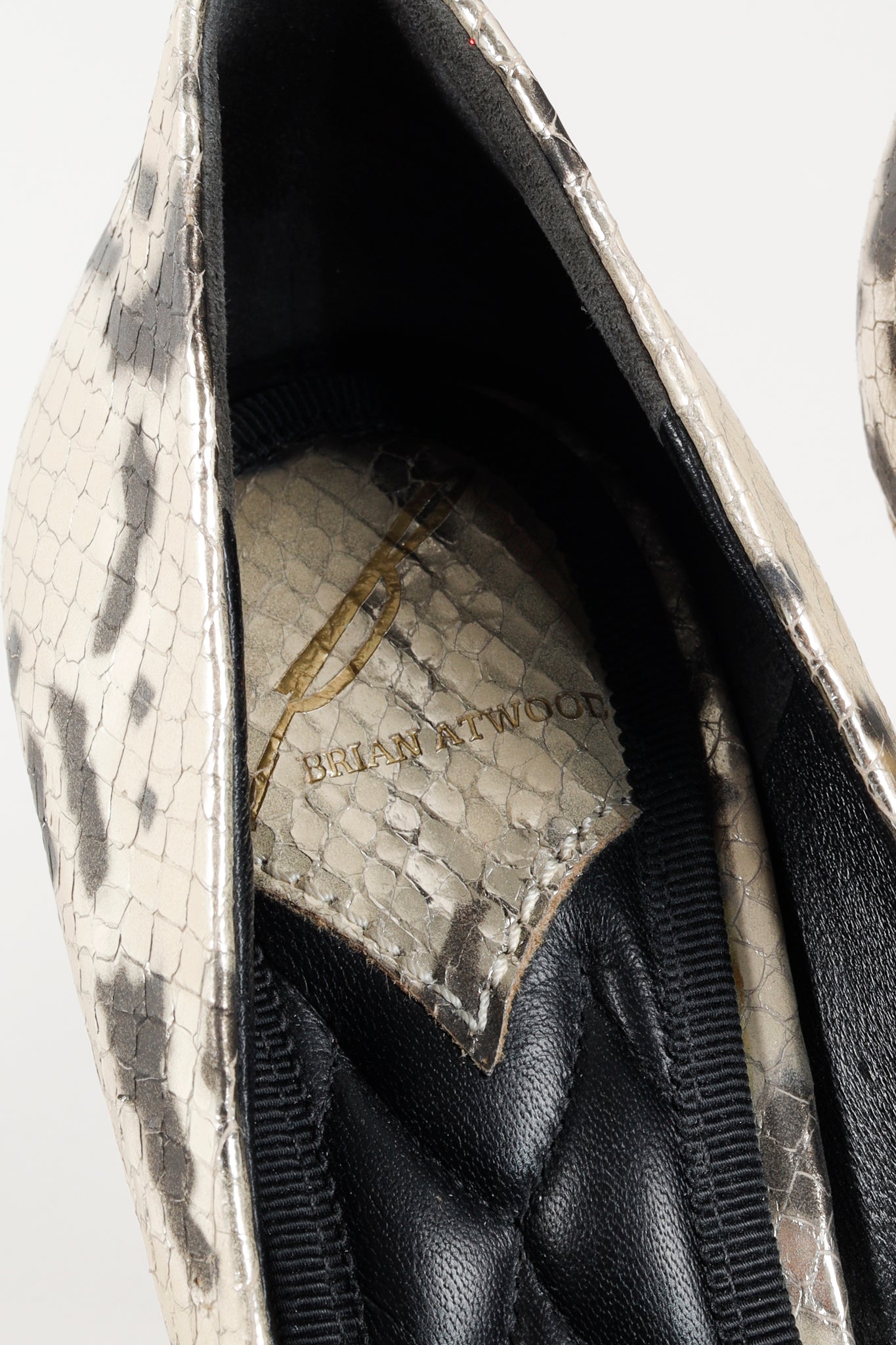 Brian Atwood Gold Snakeskin Pumps