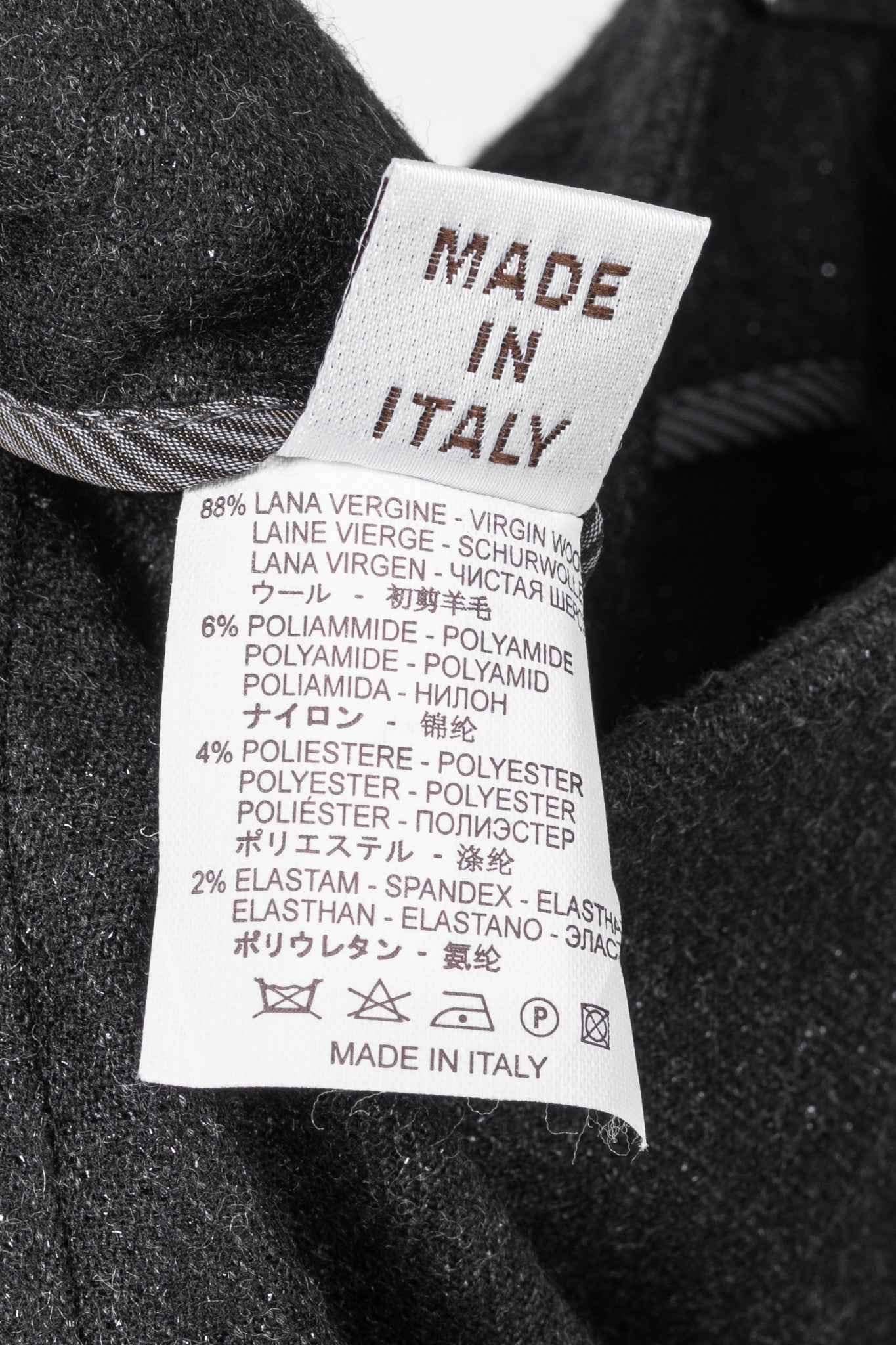Brunello Cucinelli Black Metallic Wool-Blend Trousers