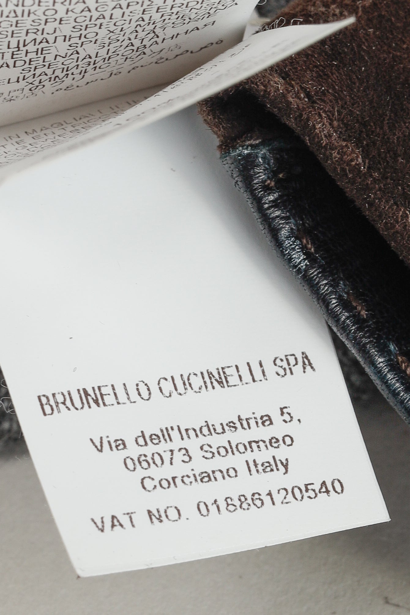 Brunello Cucinelli Navy & Brown Leather Two-Tone Gloves