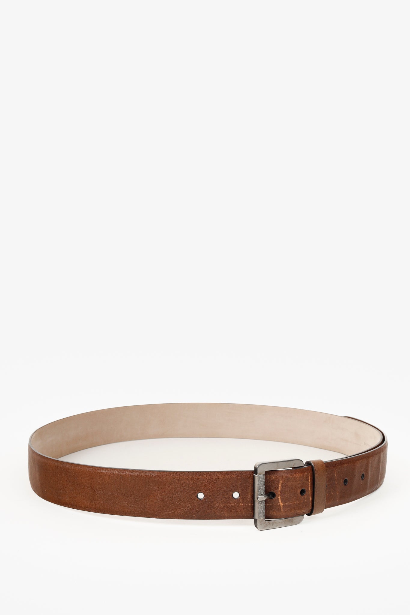 Brunello Cucinelli Square Ornate Buckle Brown Belt