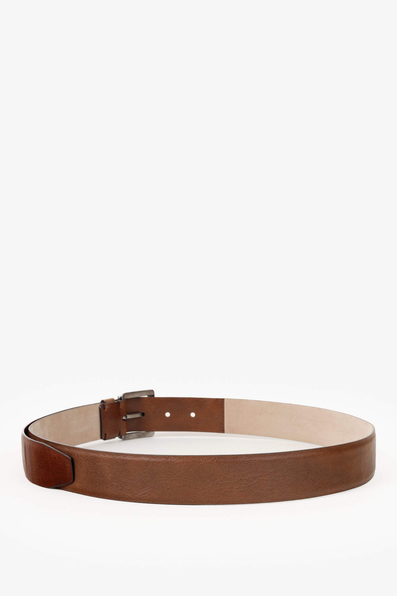 Brunello Cucinelli Square Ornate Buckle Brown Belt