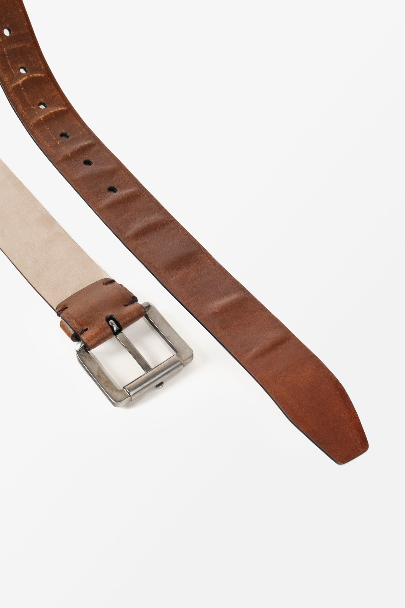 Brunello Cucinelli Square Ornate Buckle Brown Belt
