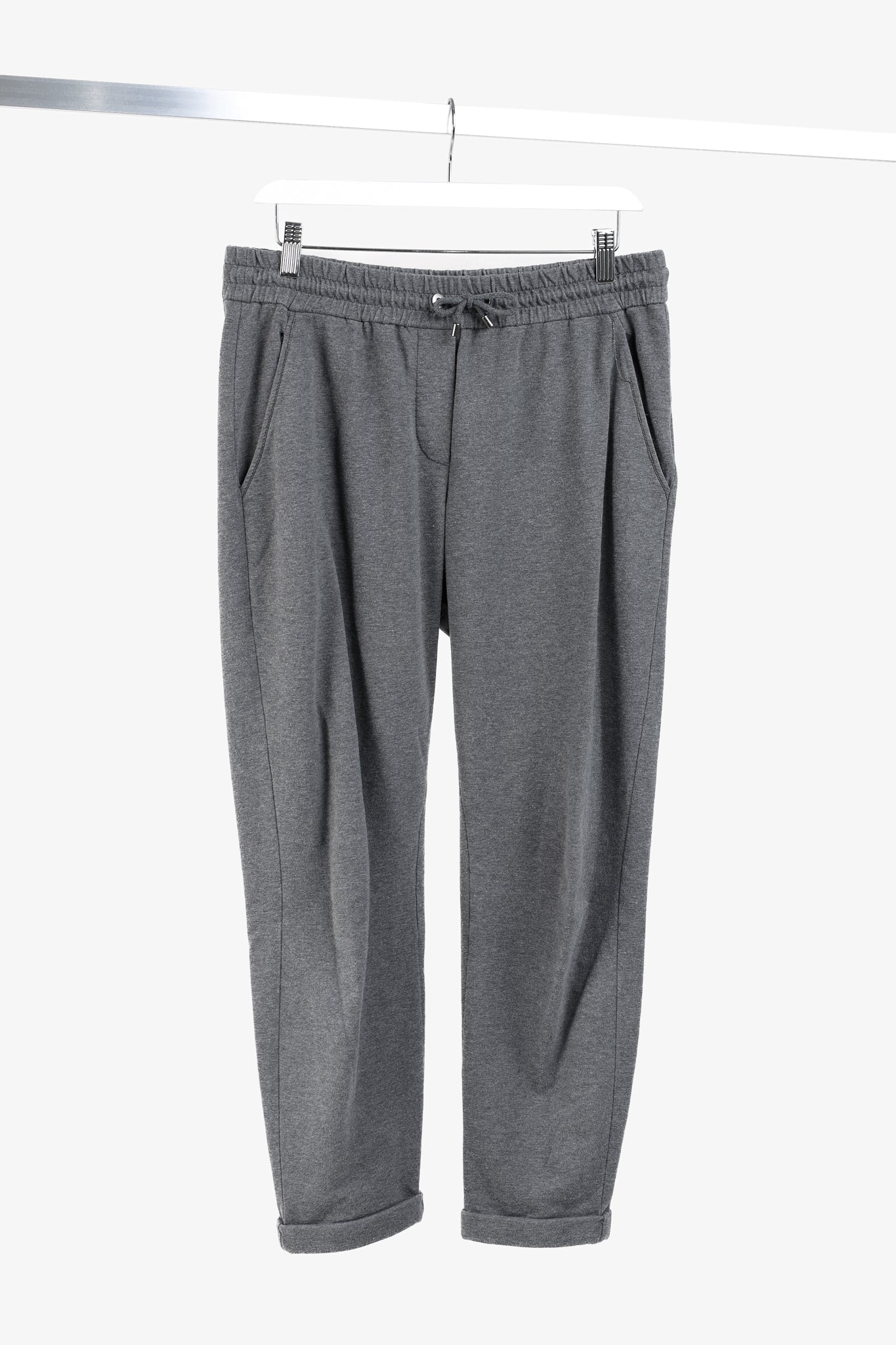 Brunello Cucinelli SS/20 Grey Cotton Jersey Monili-Beaded Sweatpants