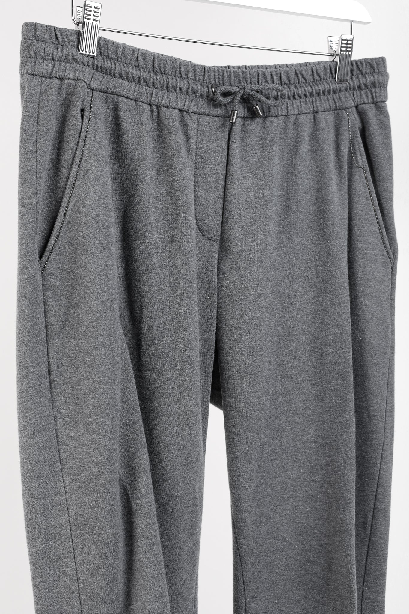 Brunello Cucinelli SS/20 Grey Cotton Jersey Monili-Beaded Sweatpants