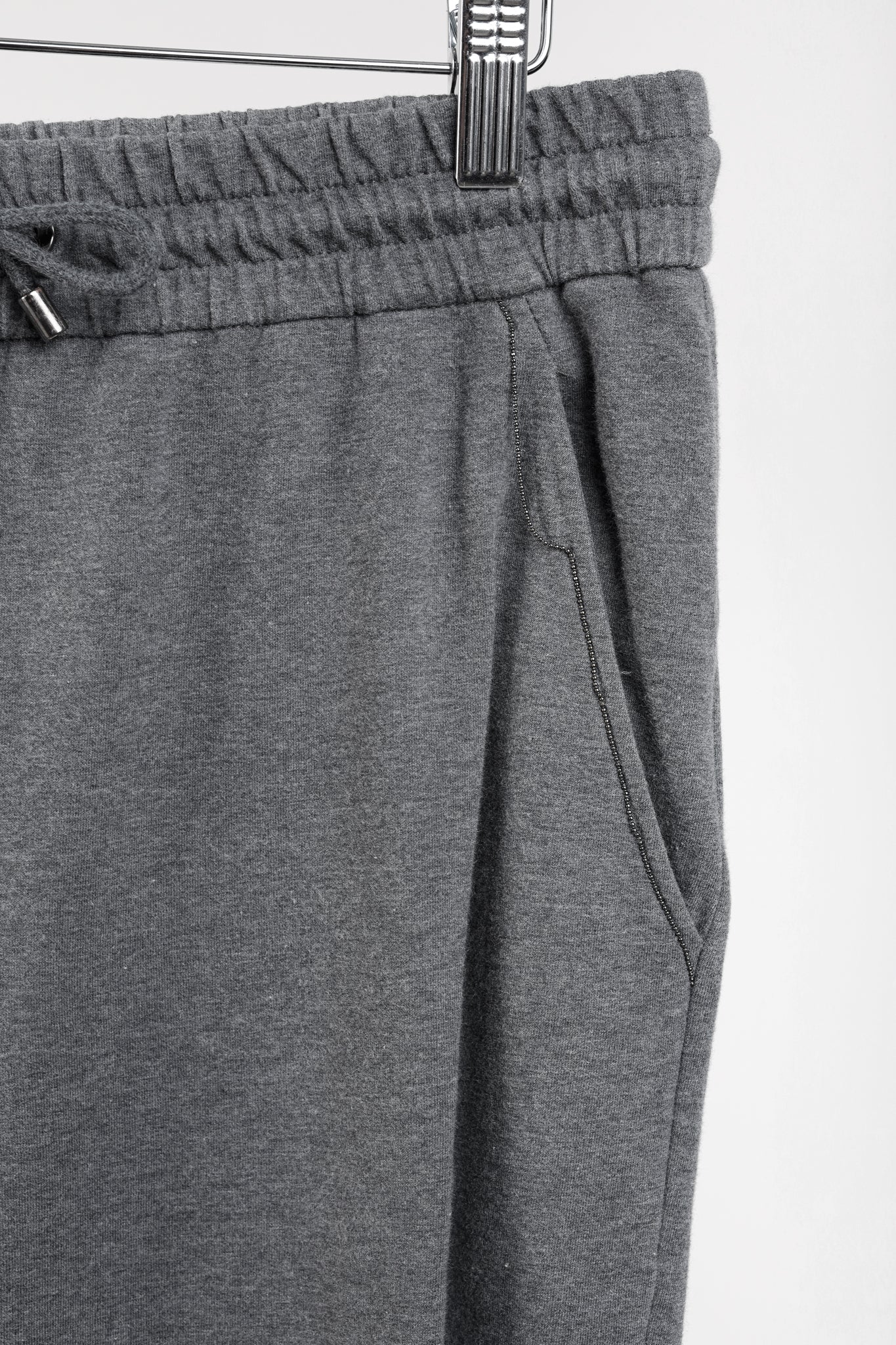 Brunello Cucinelli SS/20 Grey Cotton Jersey Monili-Beaded Sweatpants
