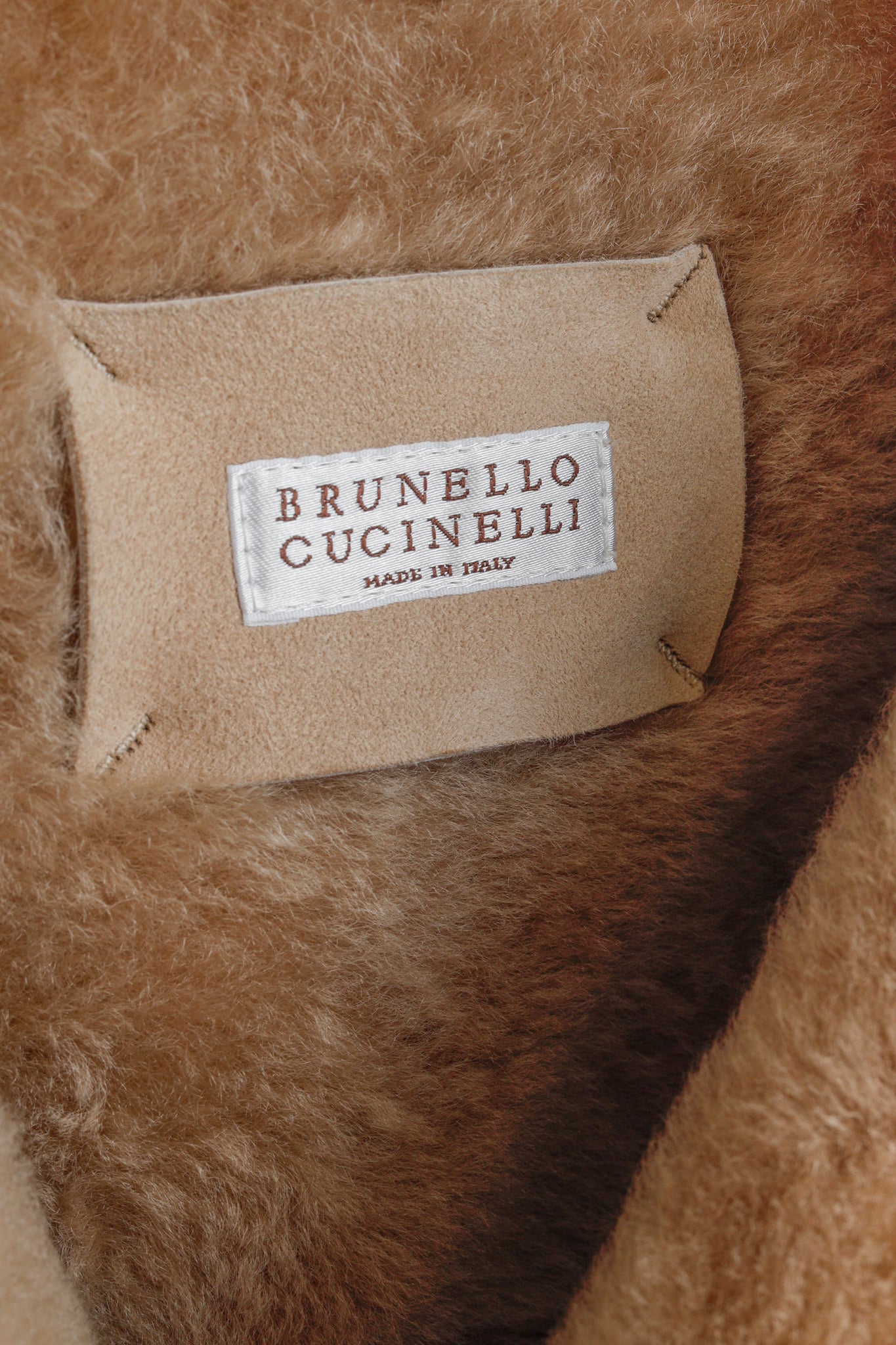 Brunello Cucinelli Beige Sherpa Sheepskin Fur Peacoat