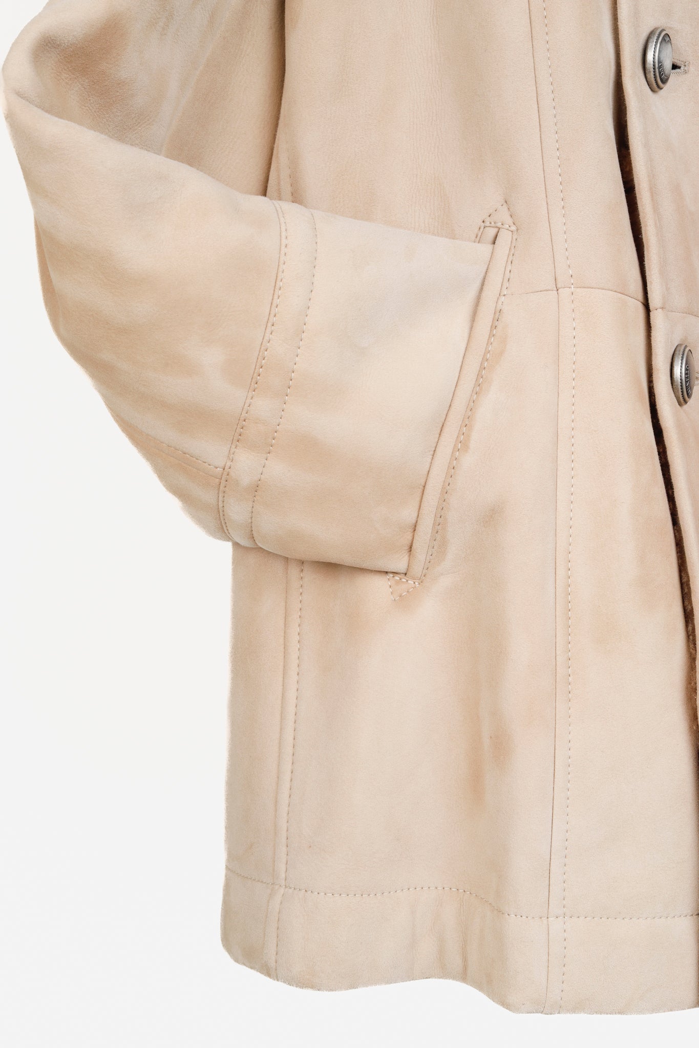 Brunello Cucinelli Beige Sherpa Sheepskin Fur Peacoat