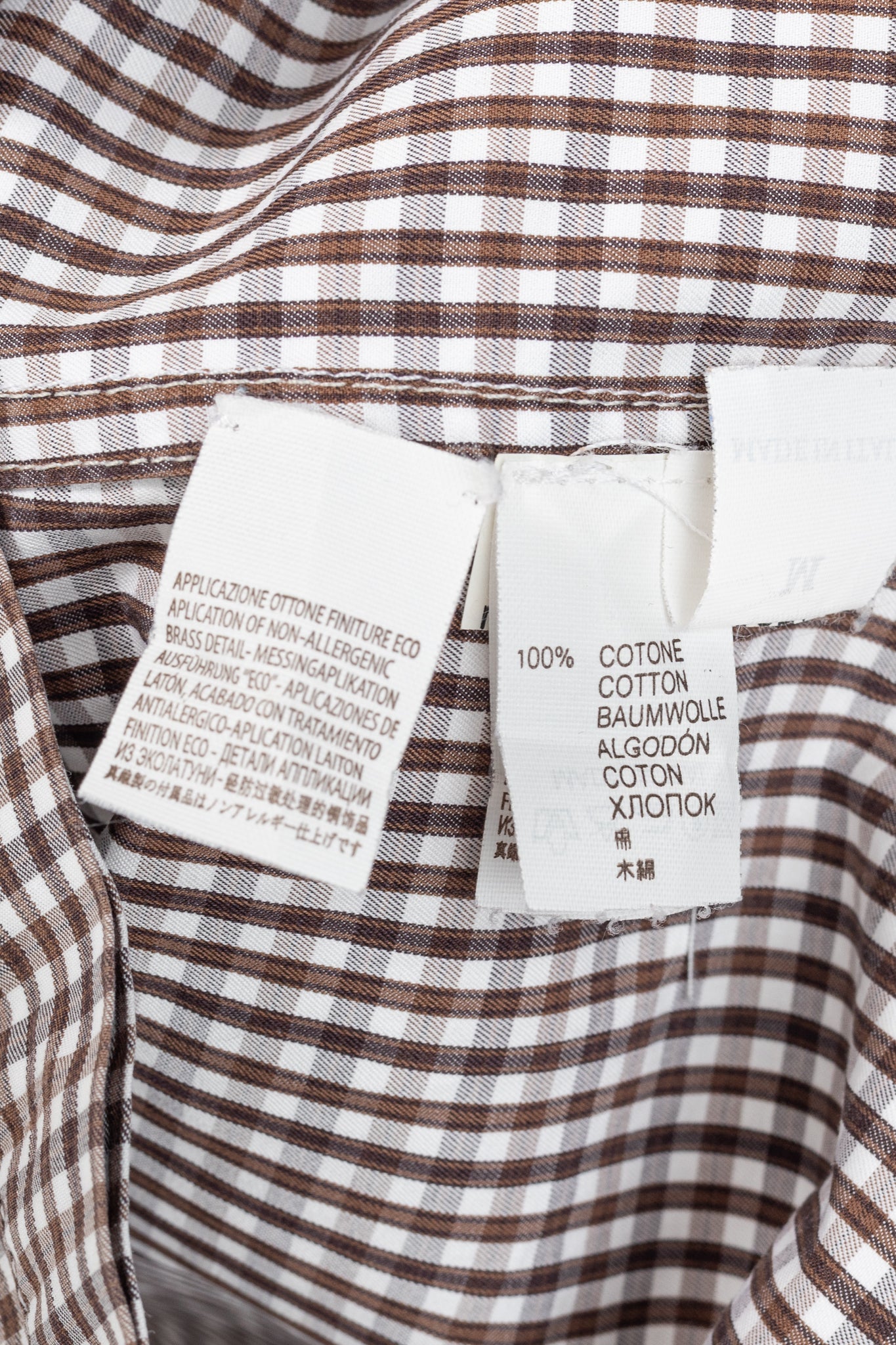 Brunello Cucinelli Brown Gingham Cotton Monili-Embellished Buttoned Western Shirt
