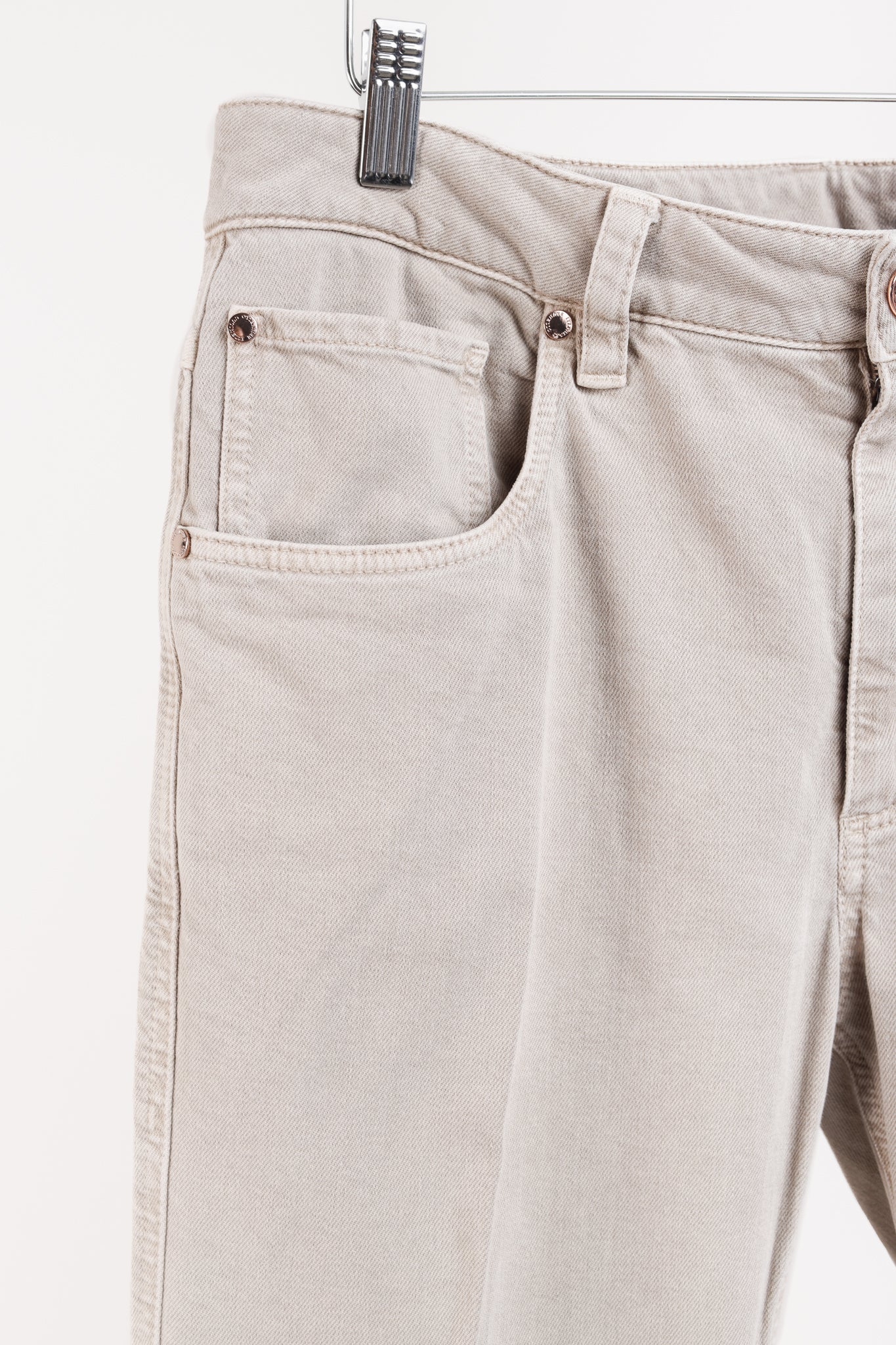 Brunello Cucinelli AW/23 Beige Monili-Beaded Mid-Rise Straight Leg Jeans