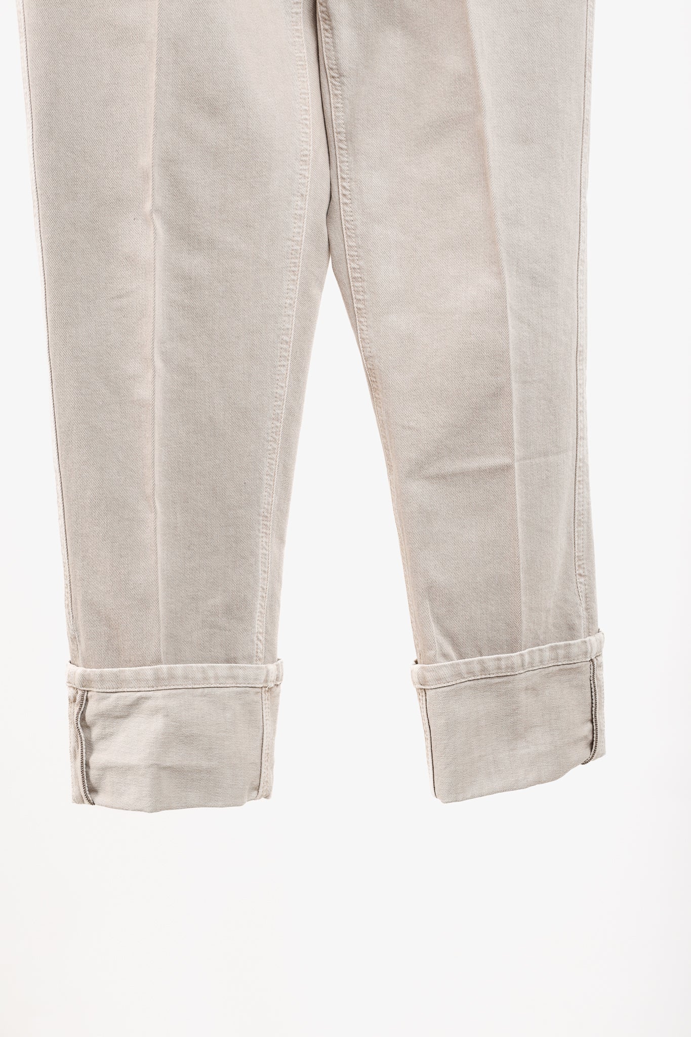 Brunello Cucinelli AW/23 Beige Monili-Beaded Mid-Rise Straight Leg Jeans
