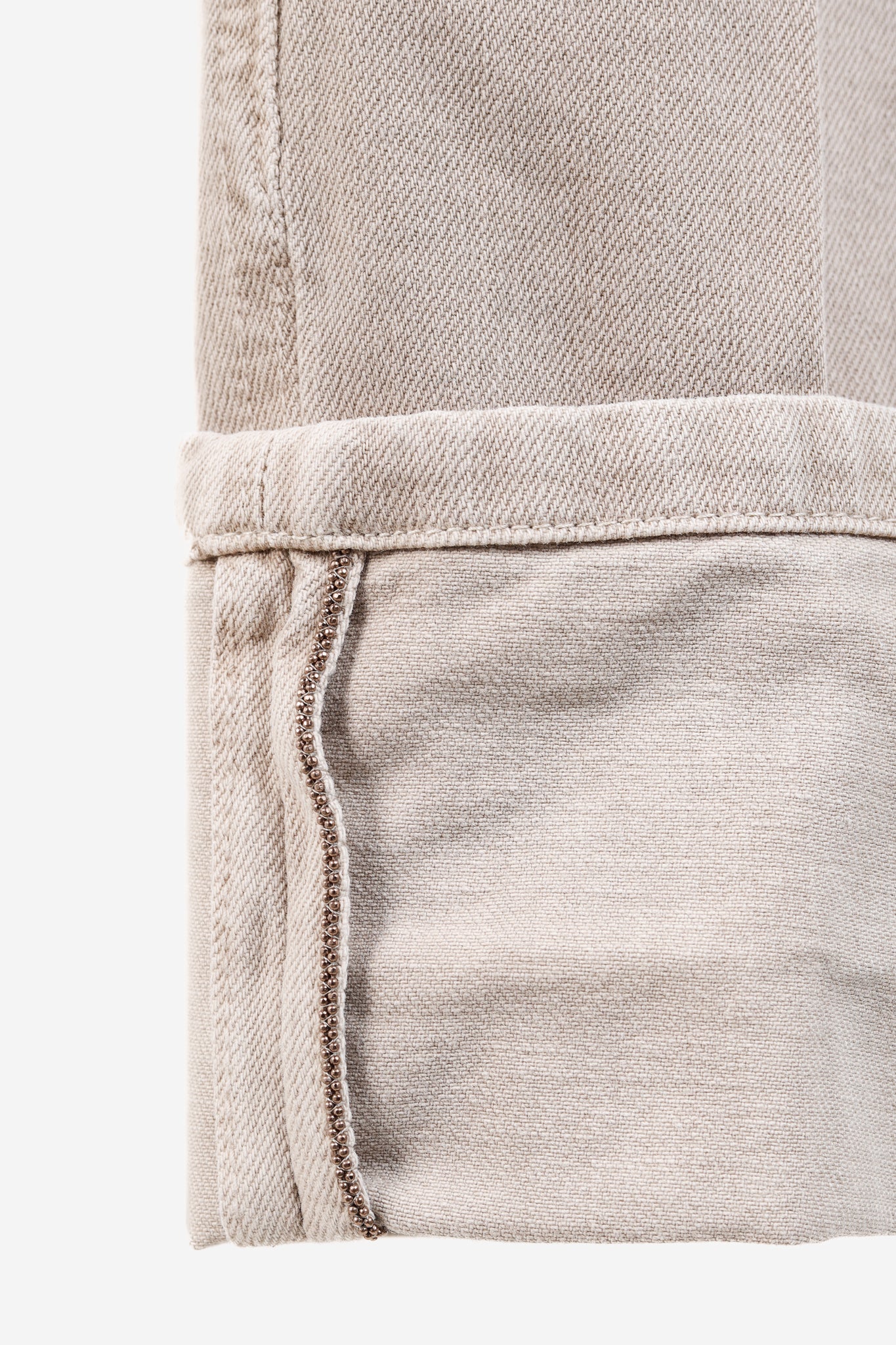 Brunello Cucinelli AW/23 Beige Monili-Beaded Mid-Rise Straight Leg Jeans