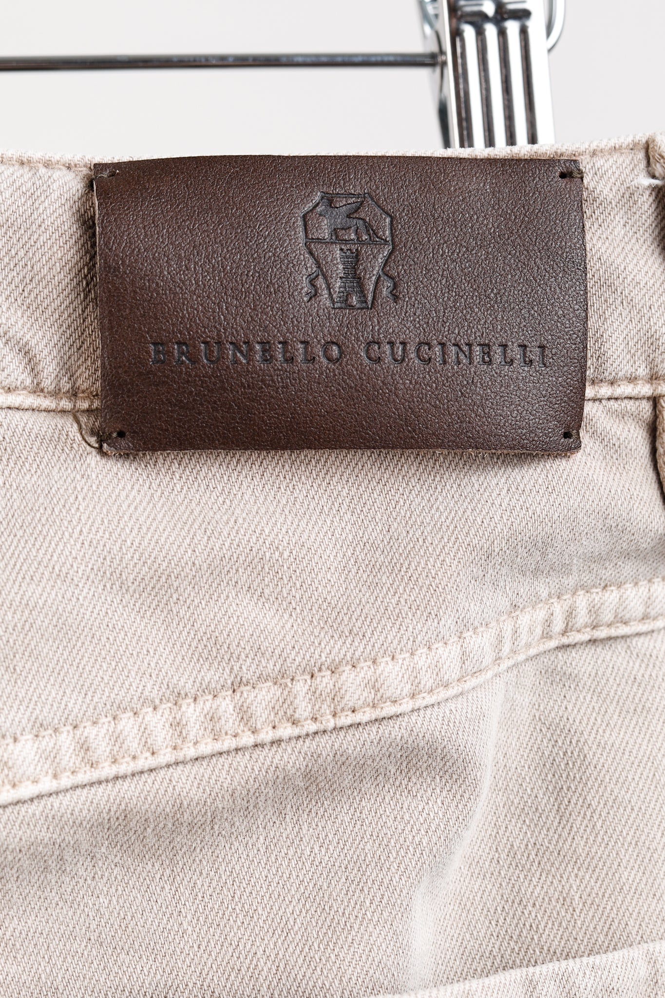 Brunello Cucinelli AW/23 Beige Monili-Beaded Mid-Rise Straight Leg Jeans