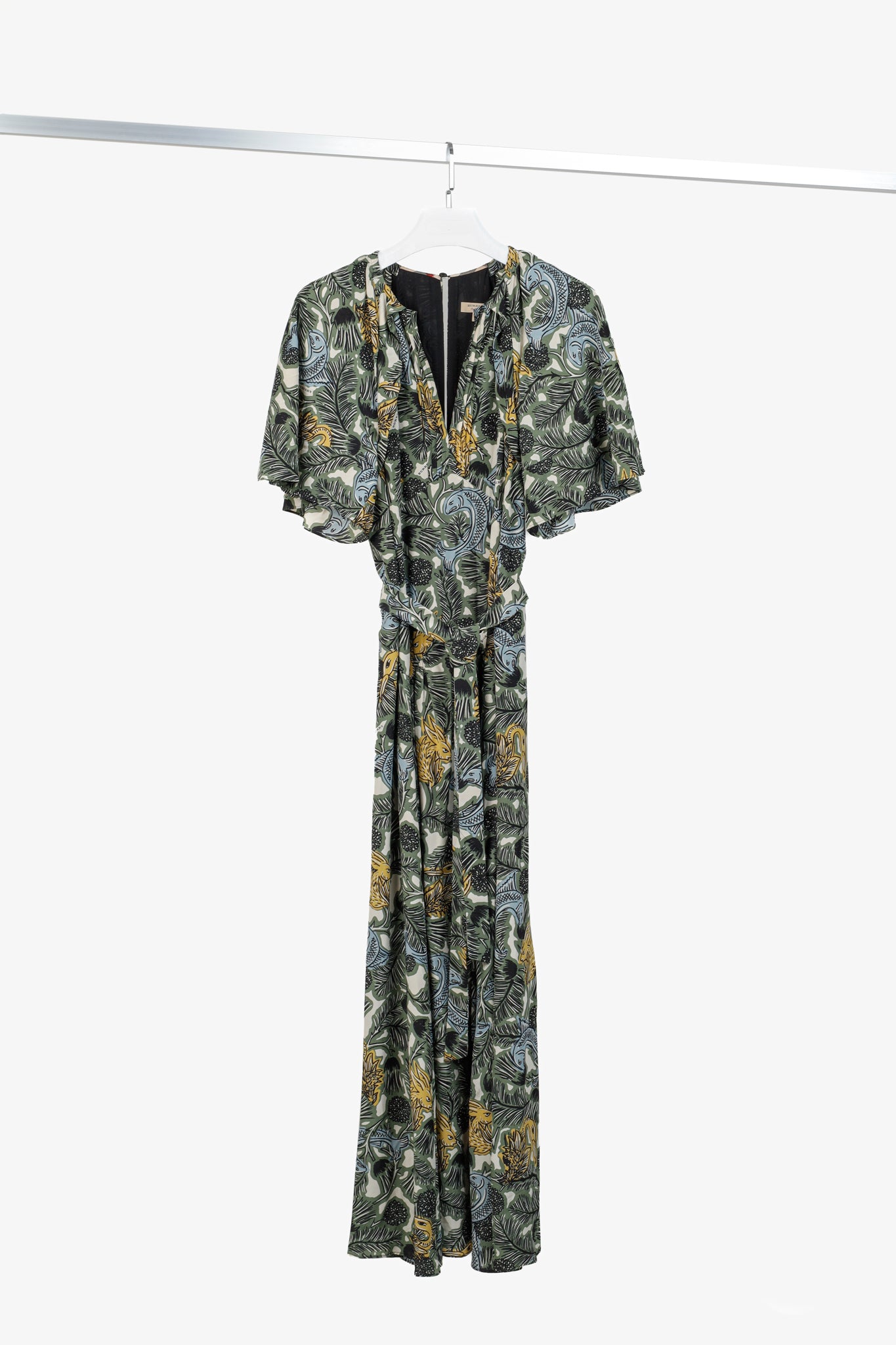 burberry green silk dress Burberry Dandelion Ivy Green Silk Slip Dress Size 14 Made In Italy
