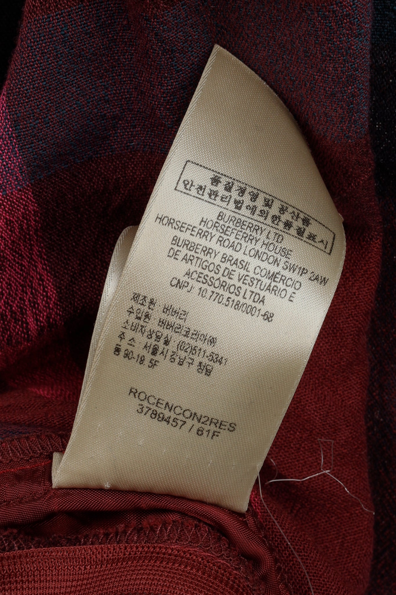 Burberry Brit Primary Red Check Ruffle-Trim Long-Sleeve Dress