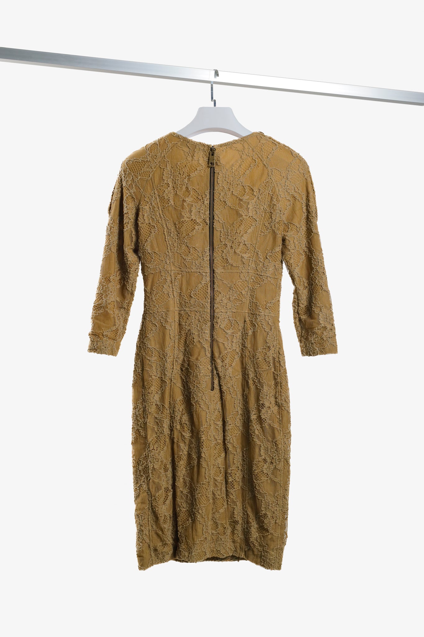 Burberry Prorsum AW/10 Olive Stretch Lace Panelled Dress