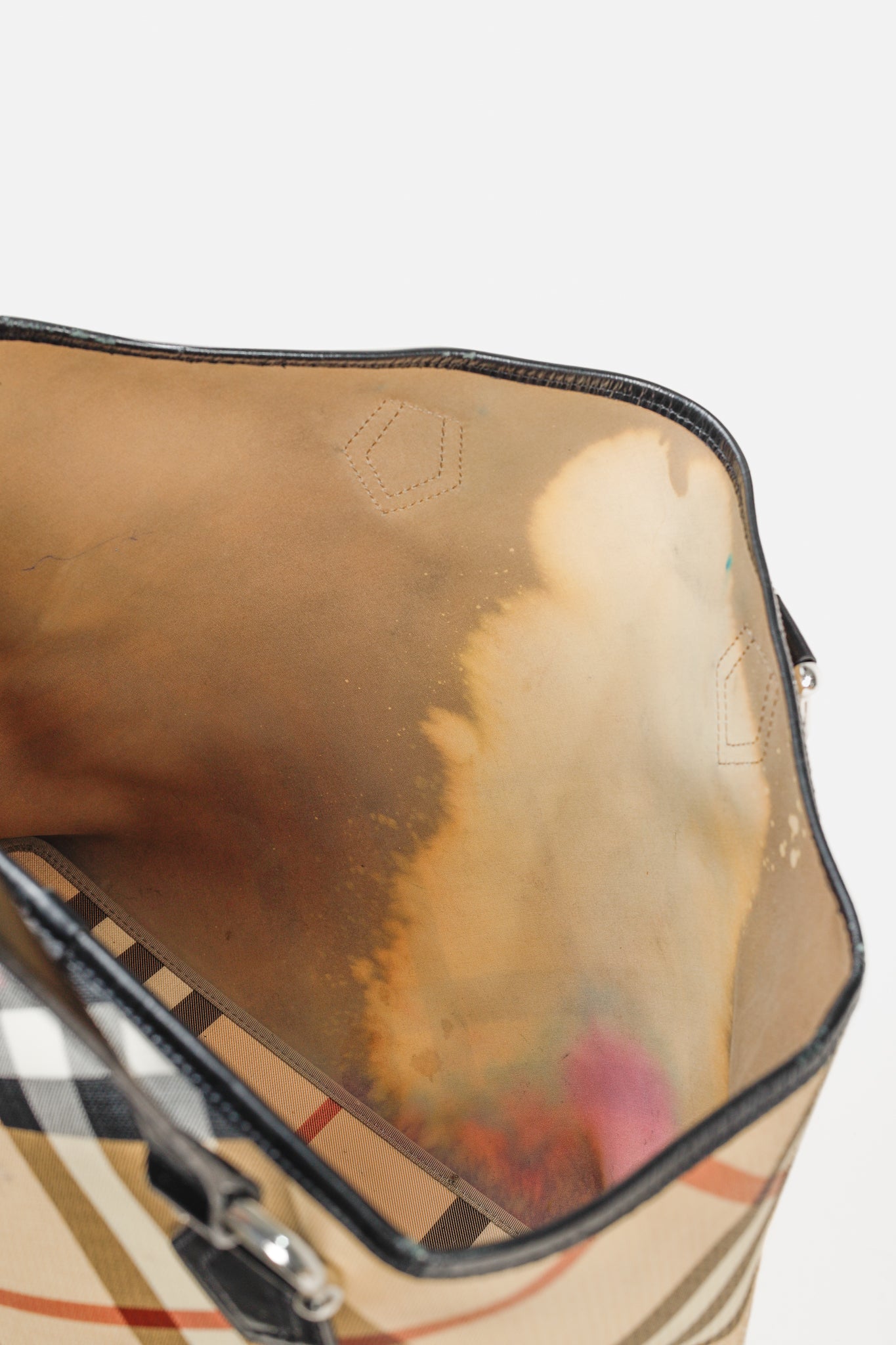 Burberry Nova Check Leather-Trimmed Large Shopper Tote