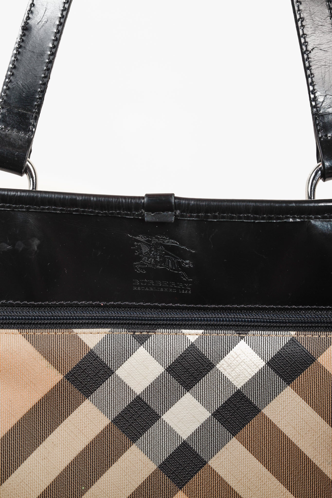 Burberry Nova Check Leather-Trimmed Large Shopper Tote