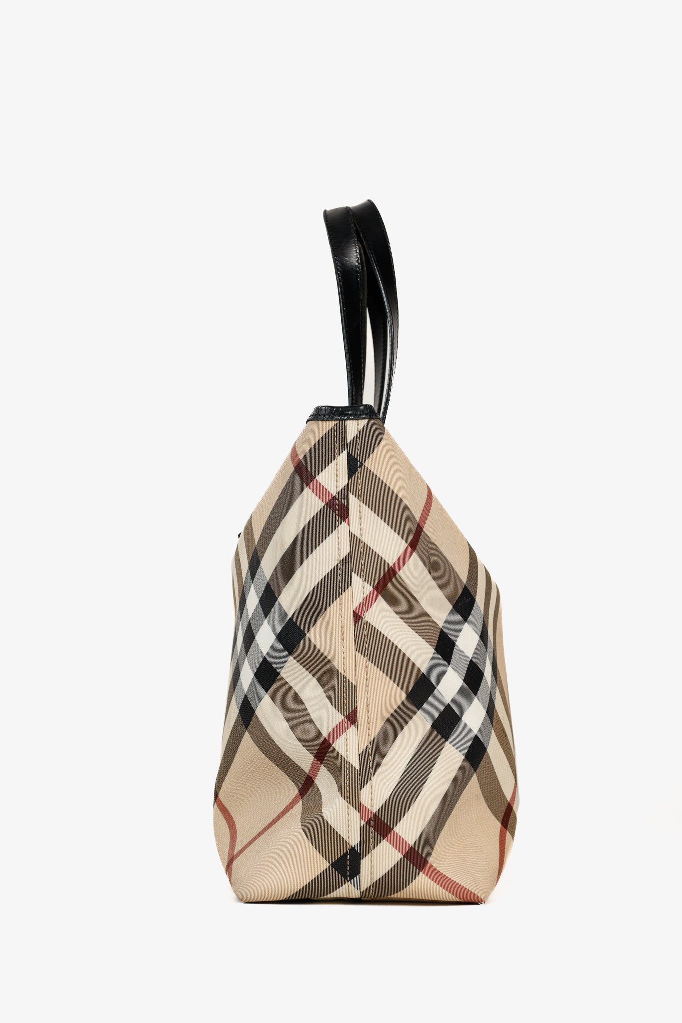 Burberry Nova Check Leather-Trimmed Large Shopper Tote