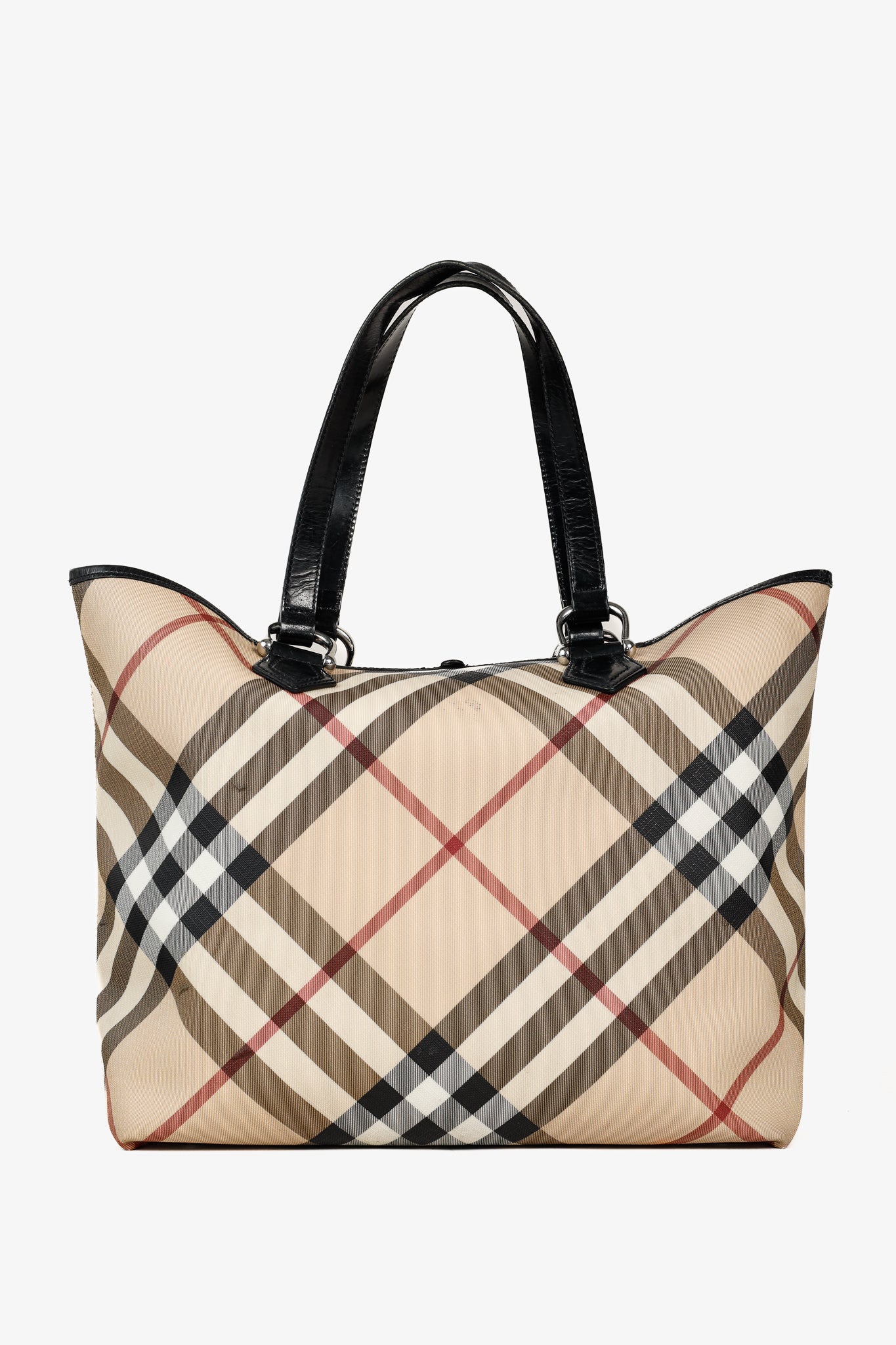 Burberry Nova Check Leather-Trimmed Large Shopper Tote