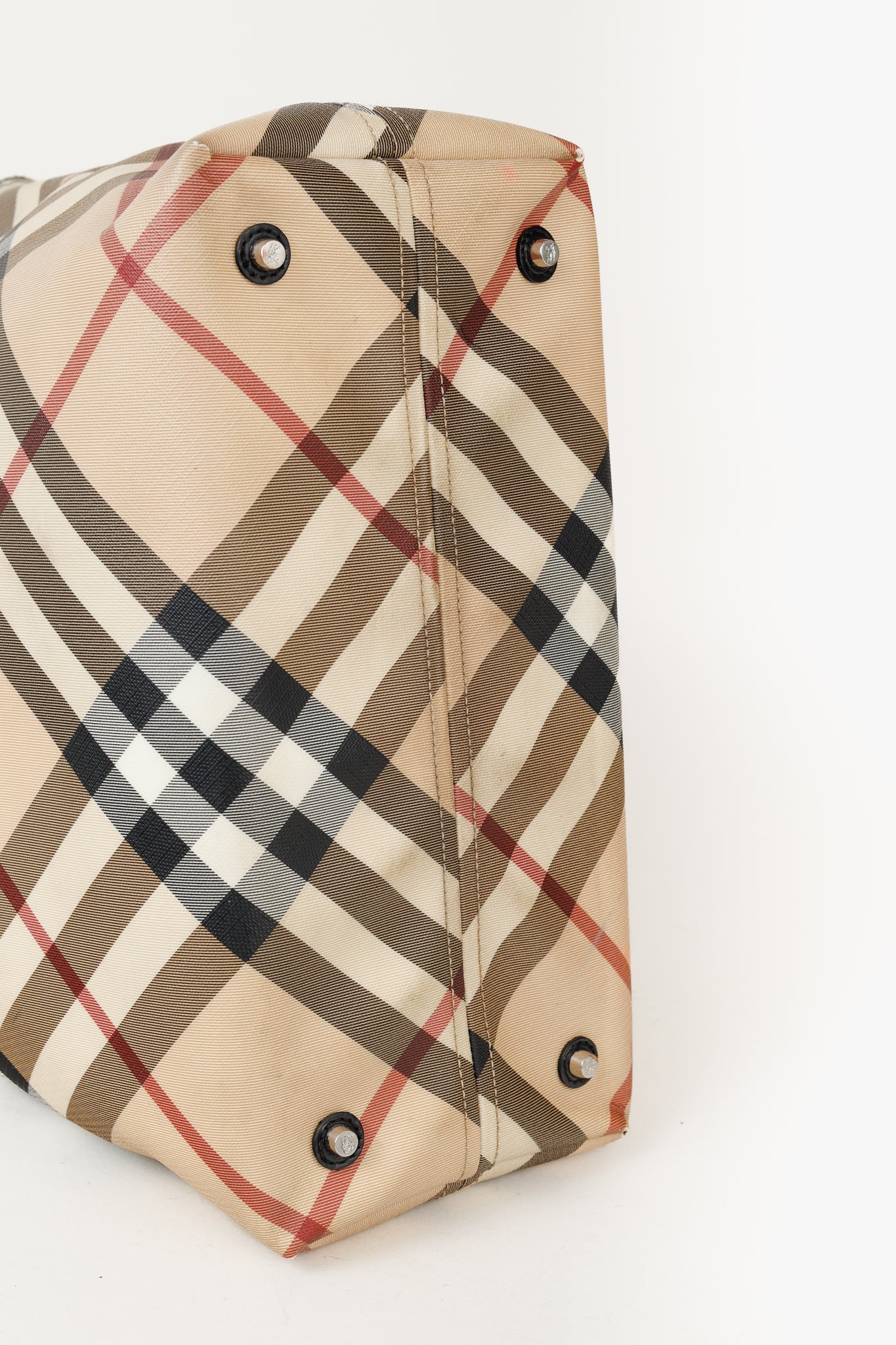 Burberry Nova Check Leather-Trimmed Large Shopper Tote