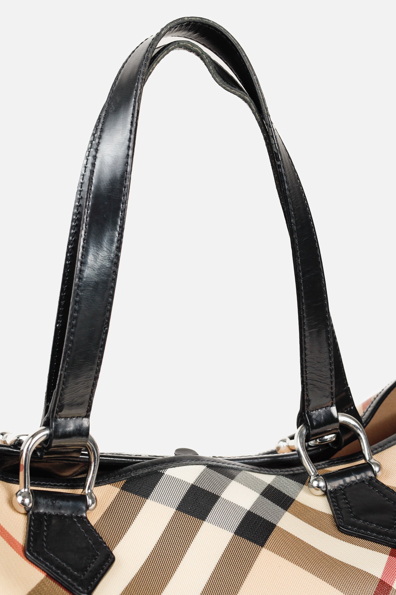 Burberry Nova Check Leather-Trimmed Large Shopper Tote