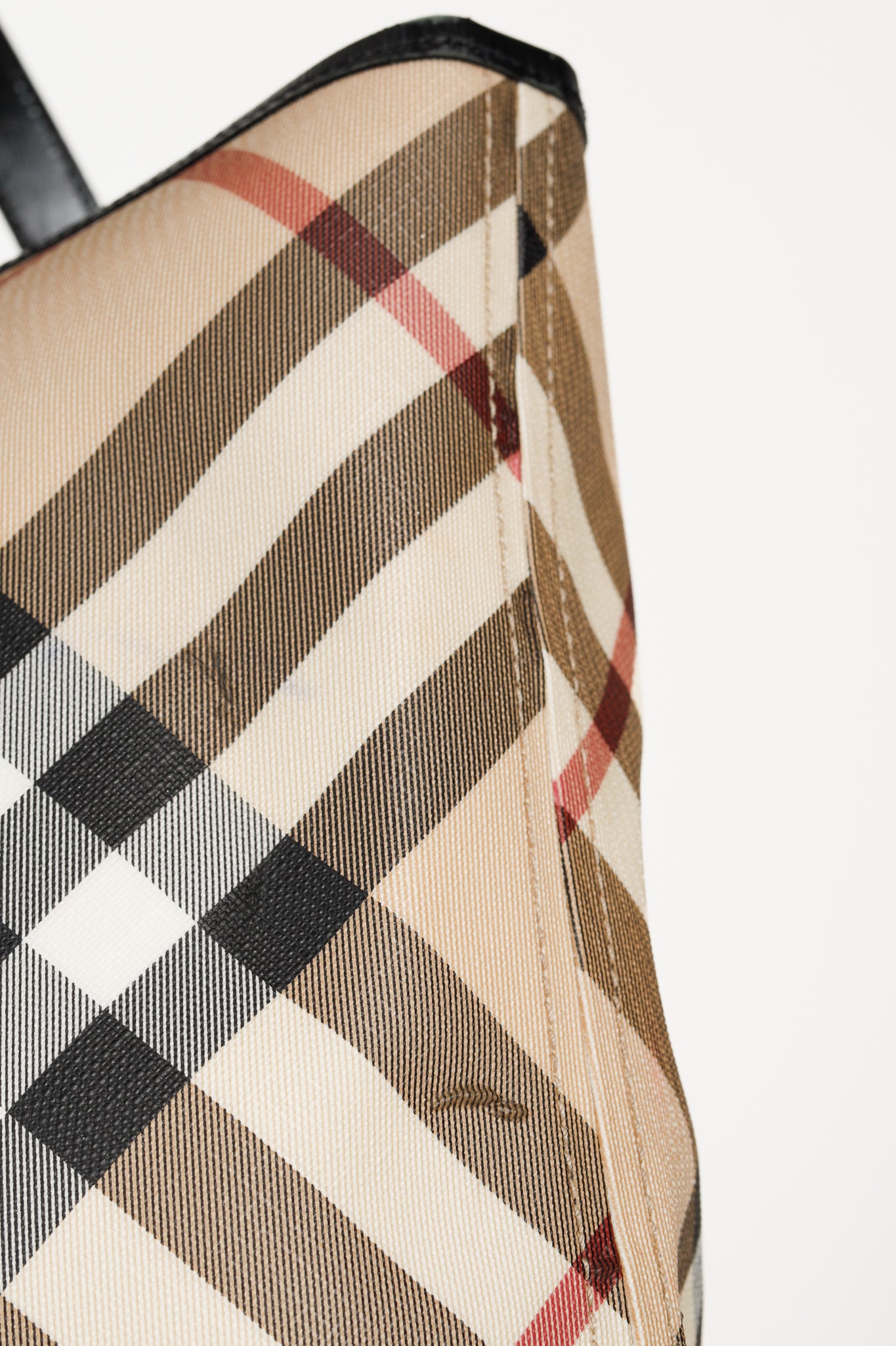 Burberry Nova Check Leather-Trimmed Large Shopper Tote