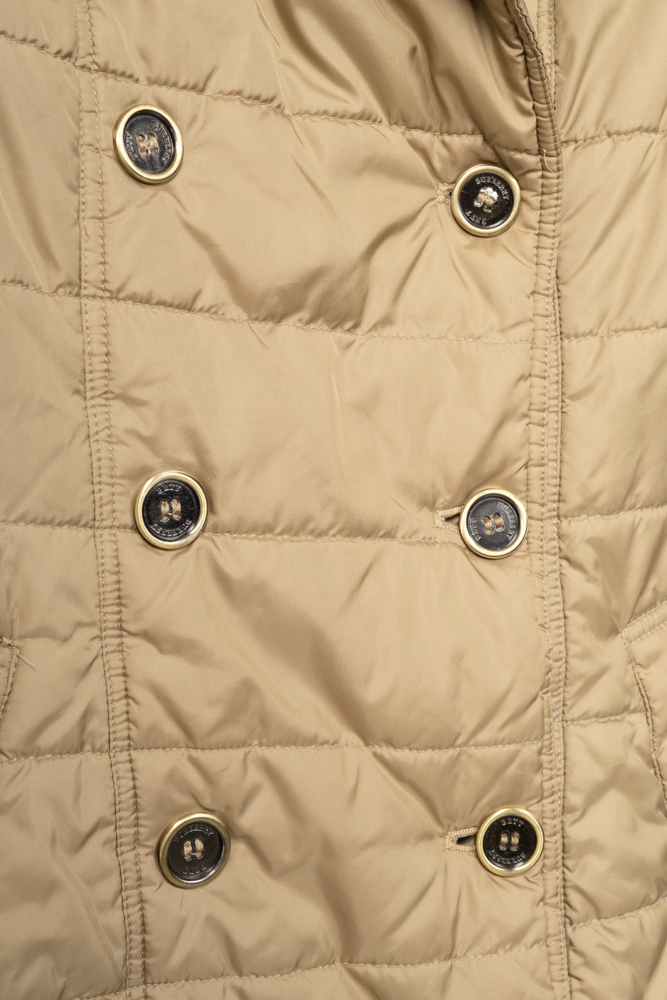 Burberry Brit Gold Quilted-Taffeta Double-Breasted Coat