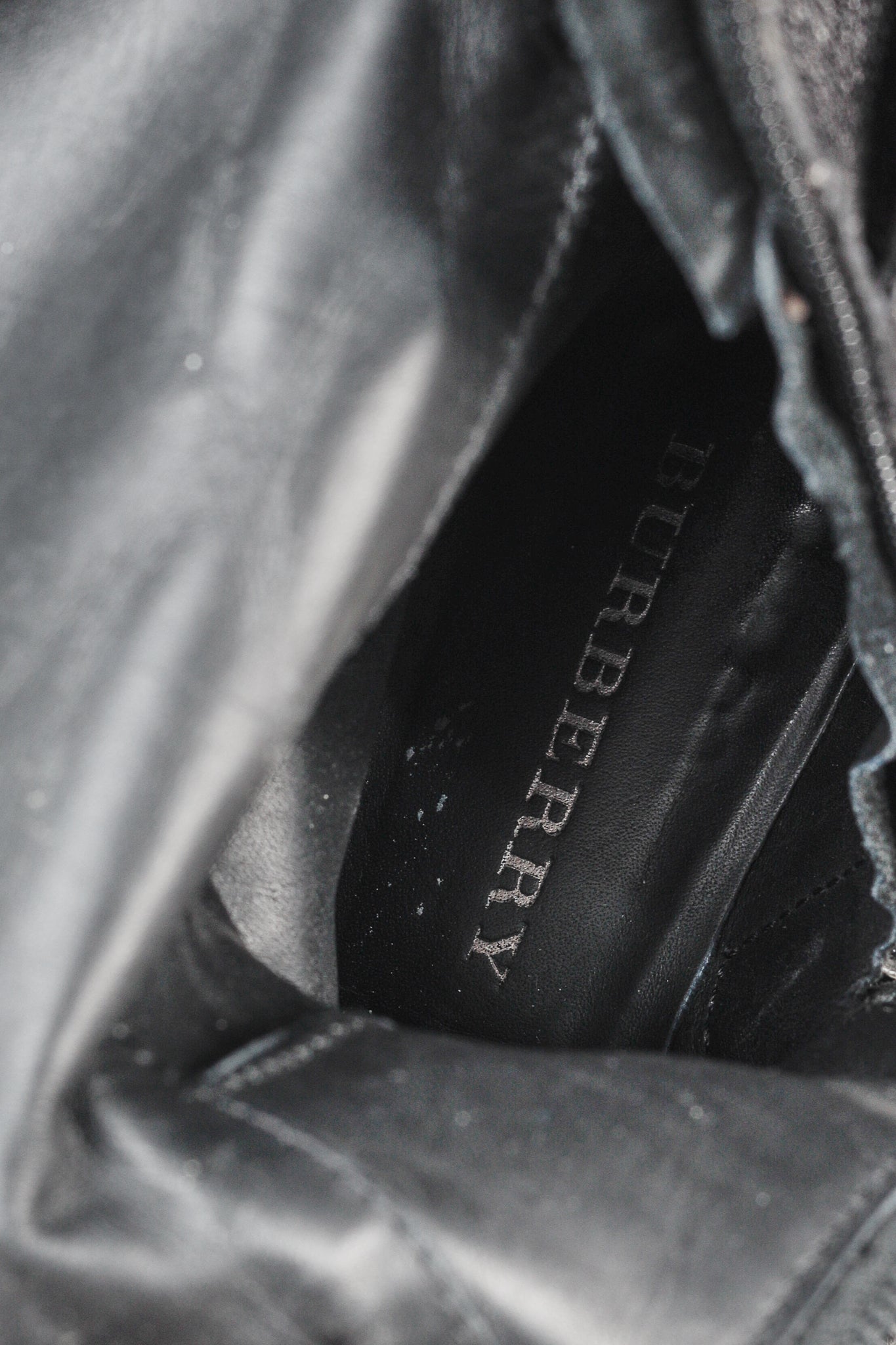 Burberry Black Grained Leather Buckled Riding Boots