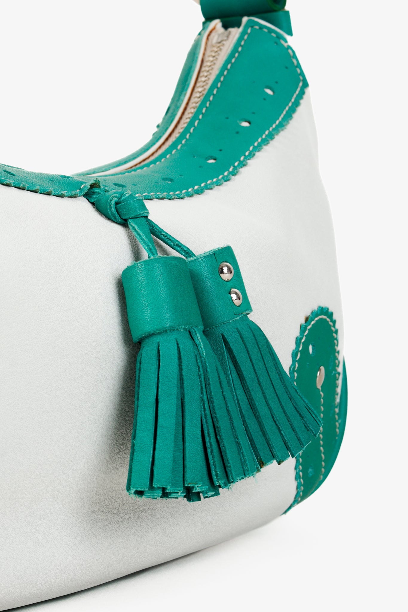 Burberry Shades of Green Vintage Brogue Hobo Shoulder Bag