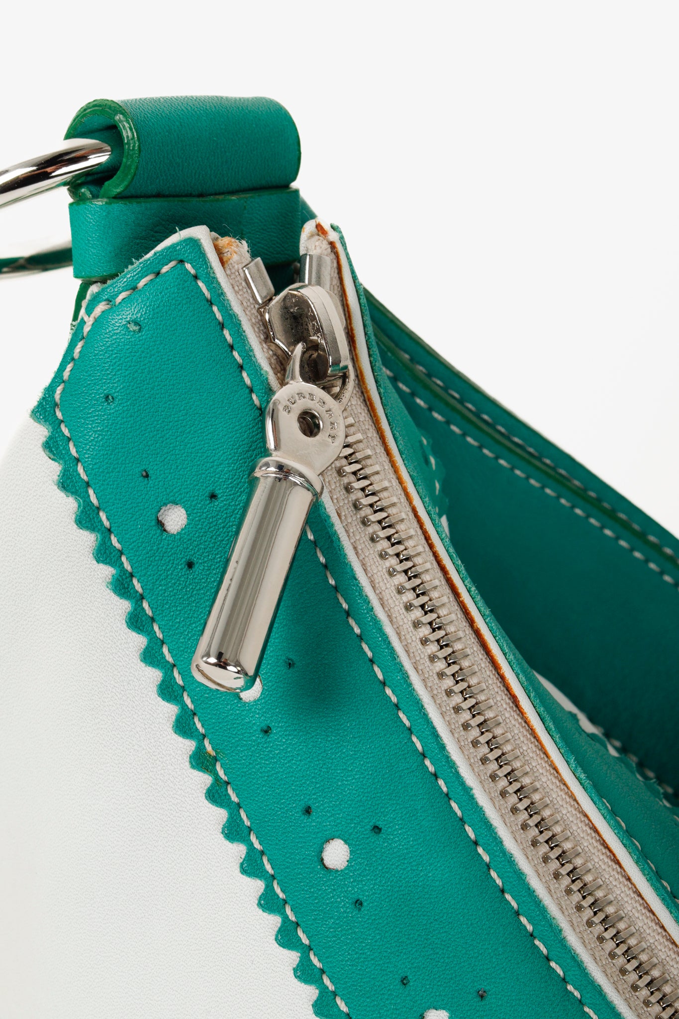 Burberry Shades of Green Vintage Brogue Hobo Shoulder Bag